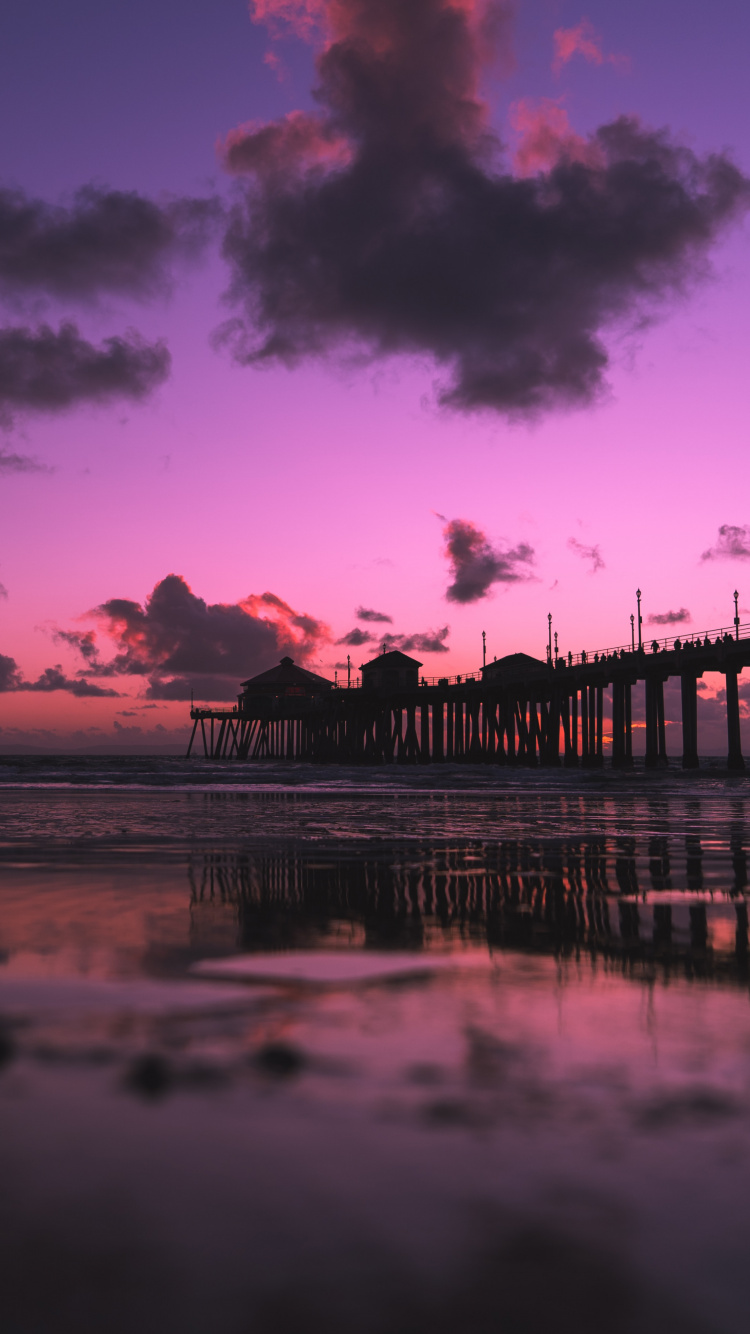 Обои сумрак, синий, восход солнца, море, отражение в разрешении 750x1334