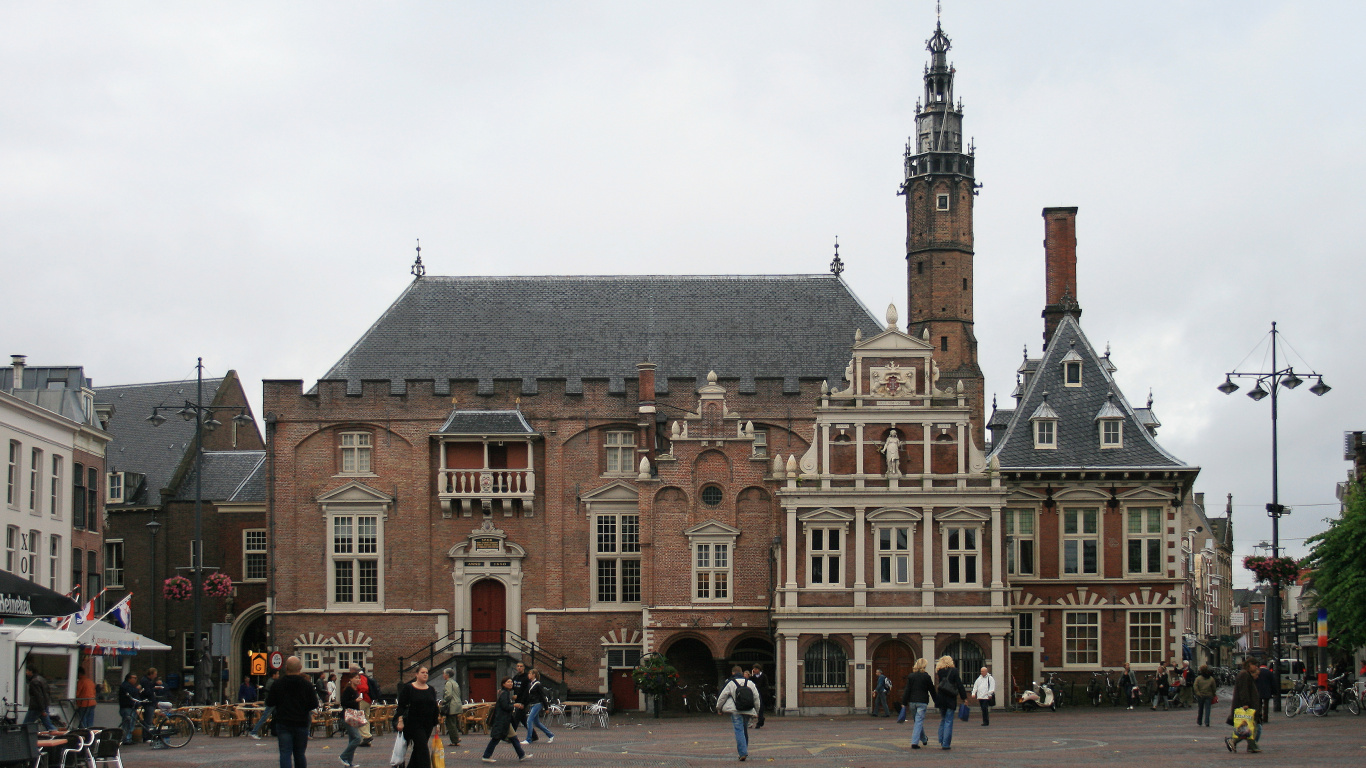 Обои мэрия, Амстердам, город, городская площадь, рыночная площадь в разрешении 1366x768