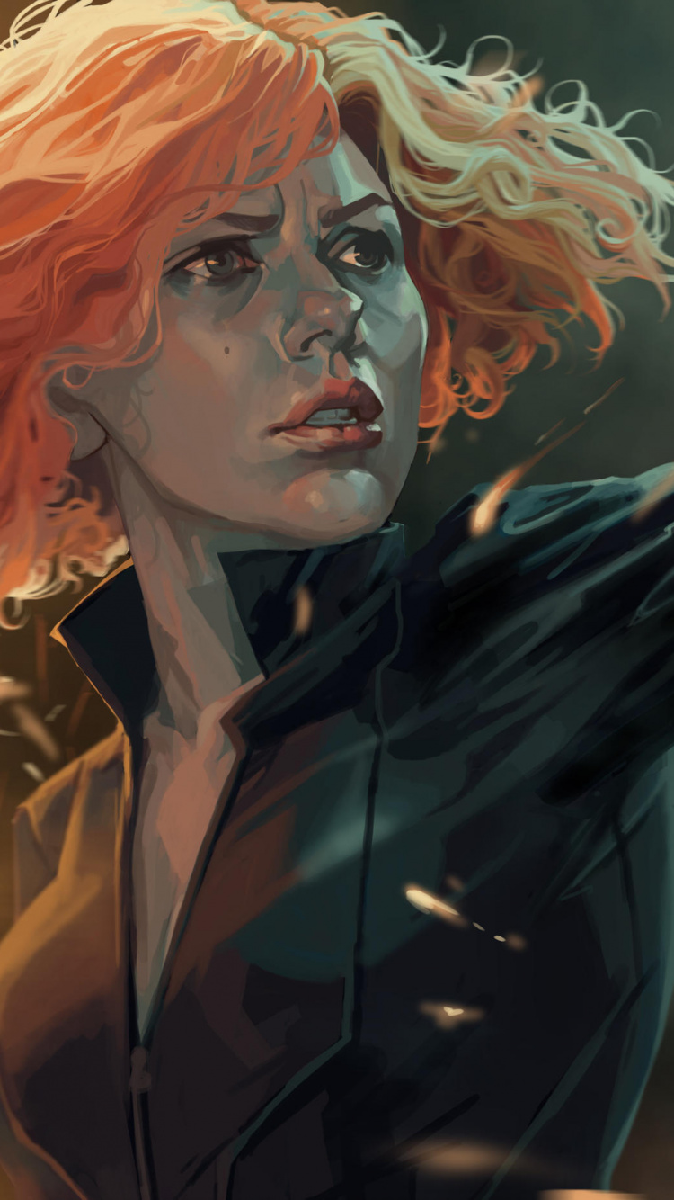 Обои Черная Вдова, арт, цифровое искусство, произведение искусства, Цифровой композитинг в разрешении 750x1334