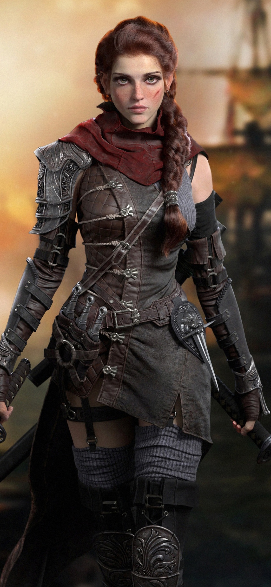 Обои пиратская девушка, пиратство, арт, цифровое искусство, произведение искусства в разрешении 1125x2436