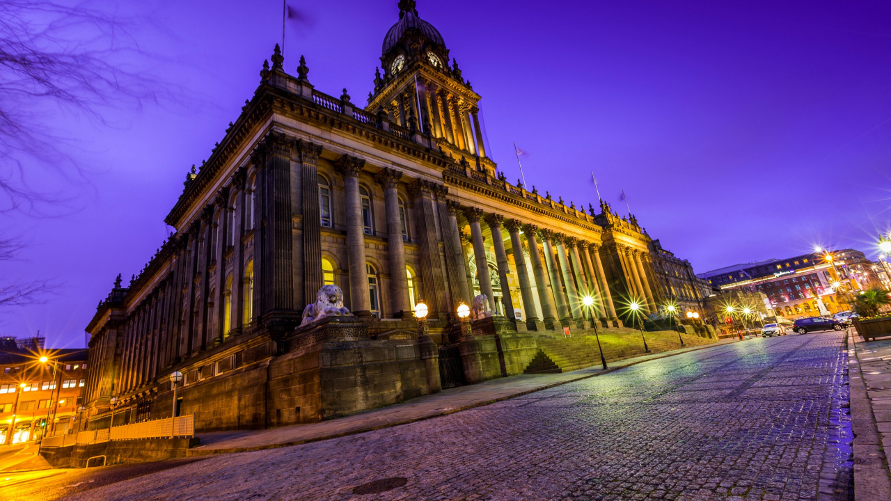 Обои Лидс, Ливерпуль, ориентир, ночь, город в разрешении 1280x720