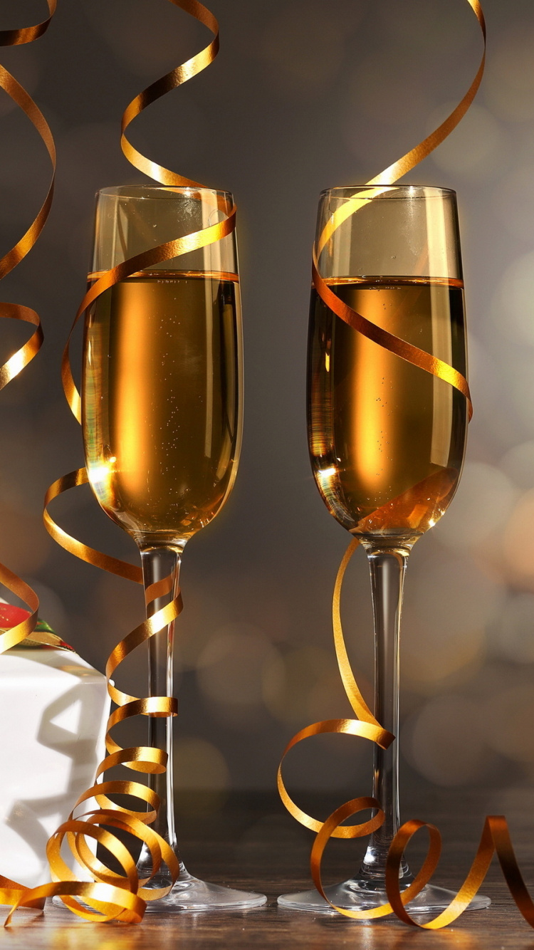 Обои шампанское, Новый год, вино, дата рождения, шампанское фужеры в разрешении 750x1334