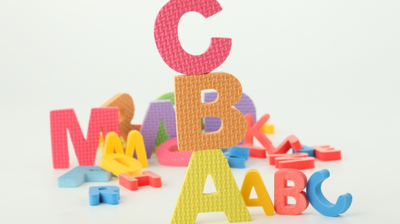 Обои текст, игрушки блок, учитель, детские игрушки, шрифт в разрешении 1366x768