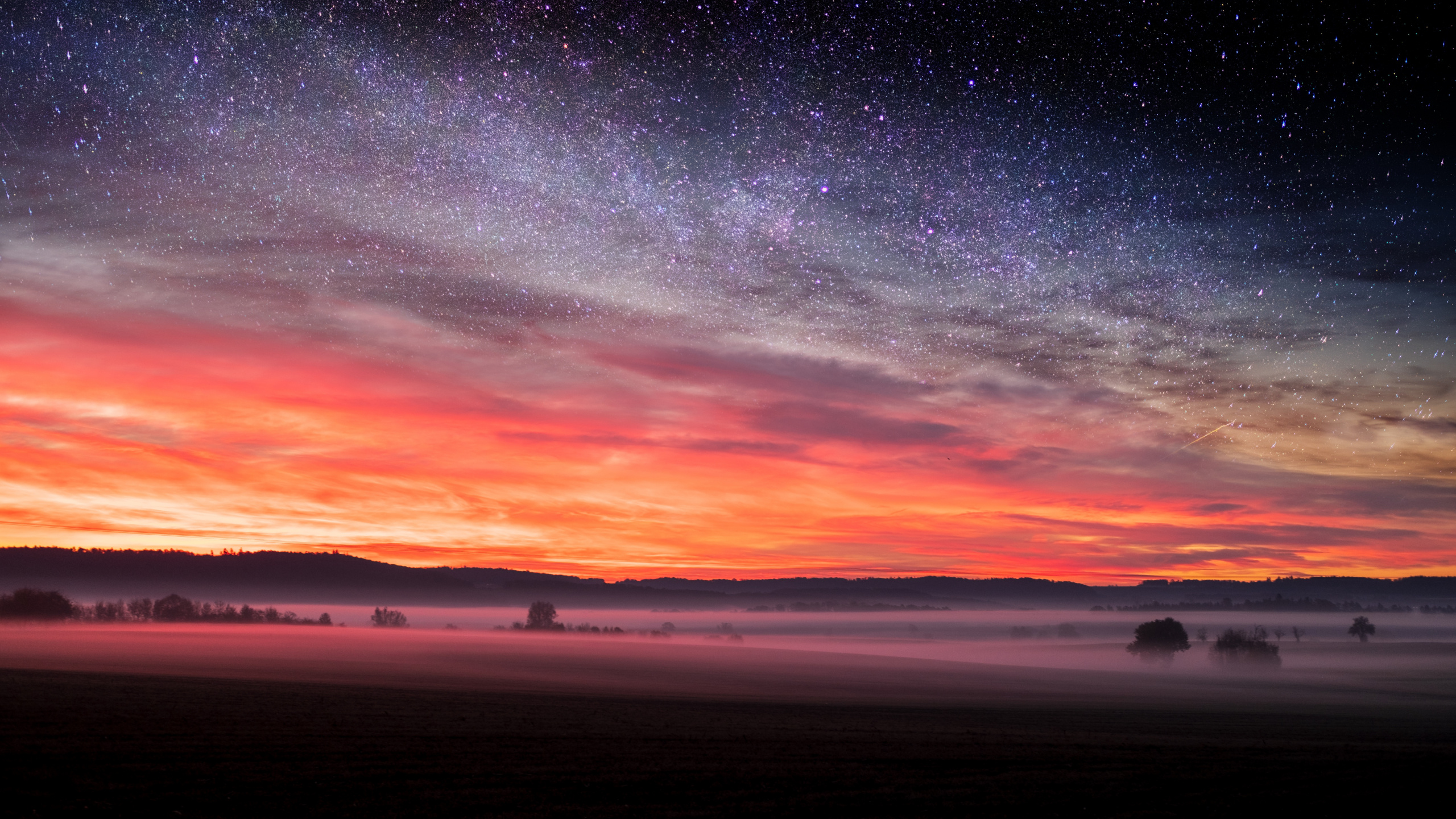 Обои закат, послесвечение, горизонт, природа, восход солнца в разрешении 2560x1440