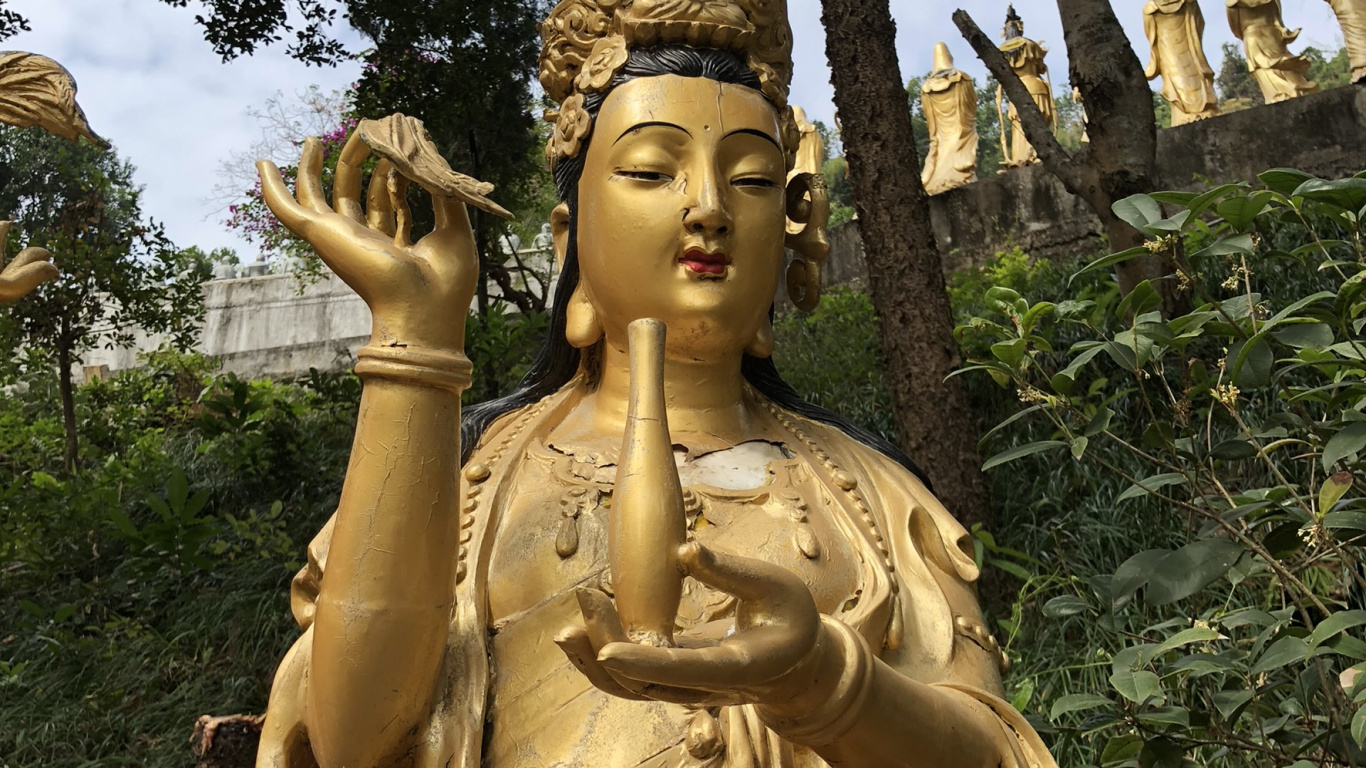 Обои статуя, классическая скульптура, щека, лоб, скульптура в разрешении 1366x768