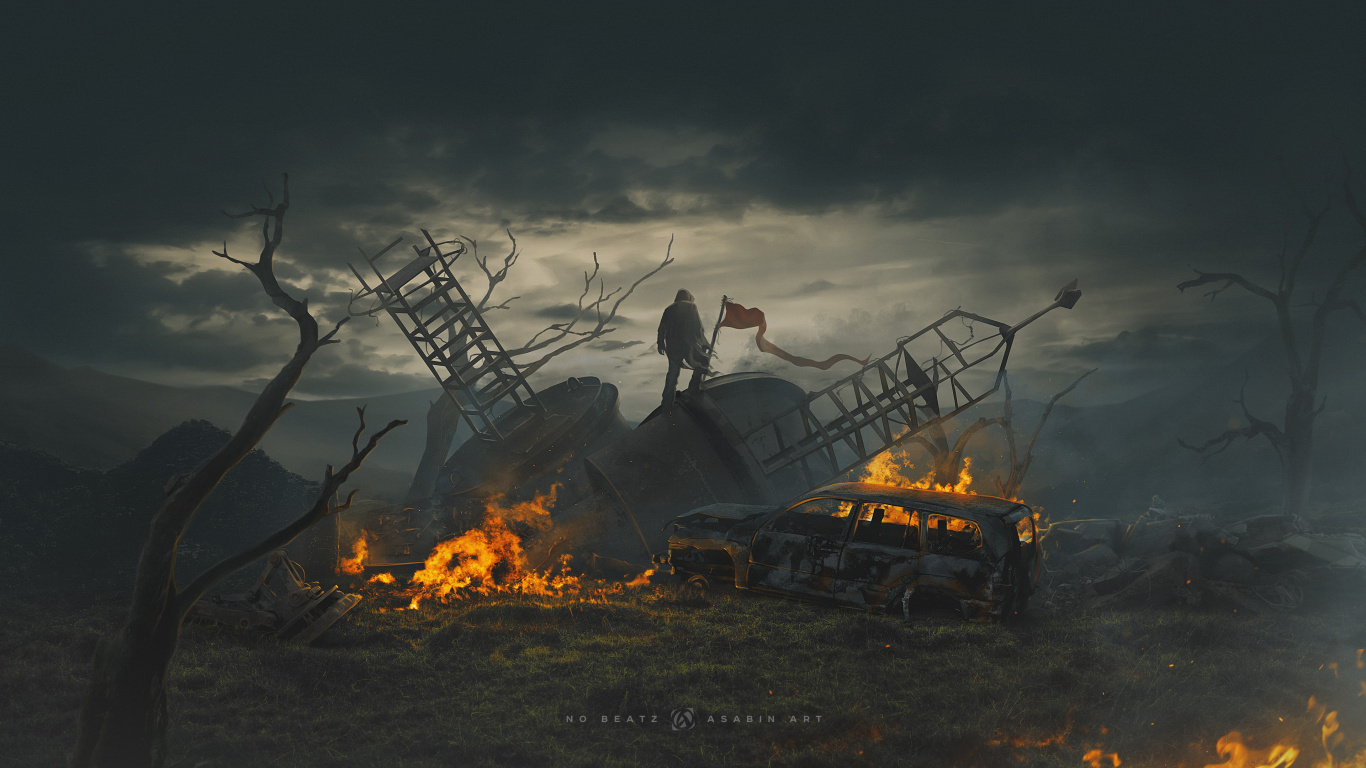 Обои Макс Асабин Последний рубеж, арт, цифровое искусство, видеоарт, артист в разрешении 1366x768