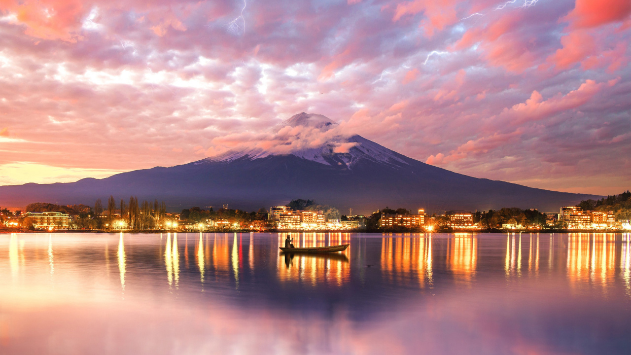 Обои отражение, природа, облако, послесвечение, закат в разрешении 1280x720