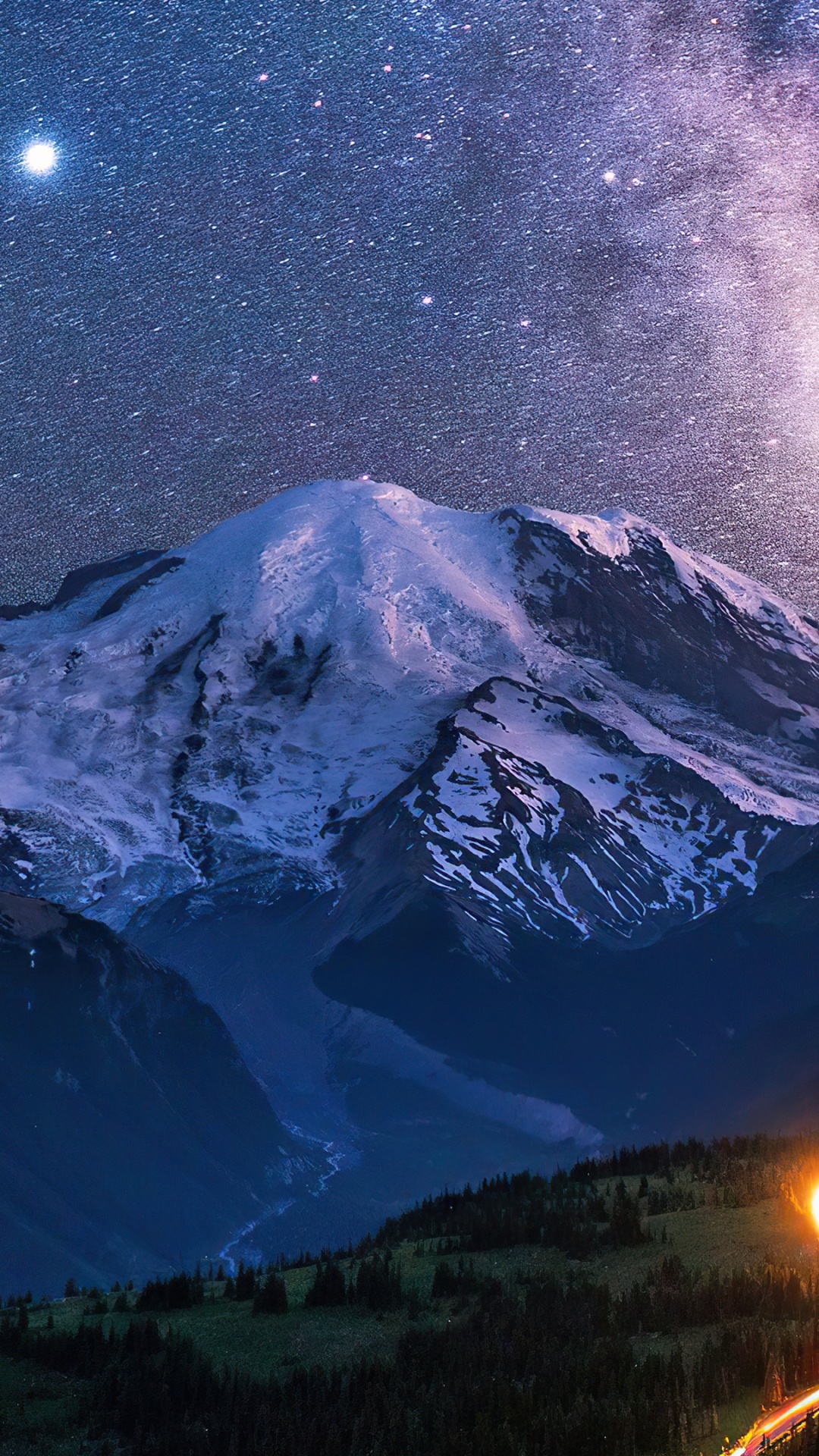 Обои Млечный Путь, Mount Saint Helens, Галактика, атмосфера, гора в разрешении 1080x1920