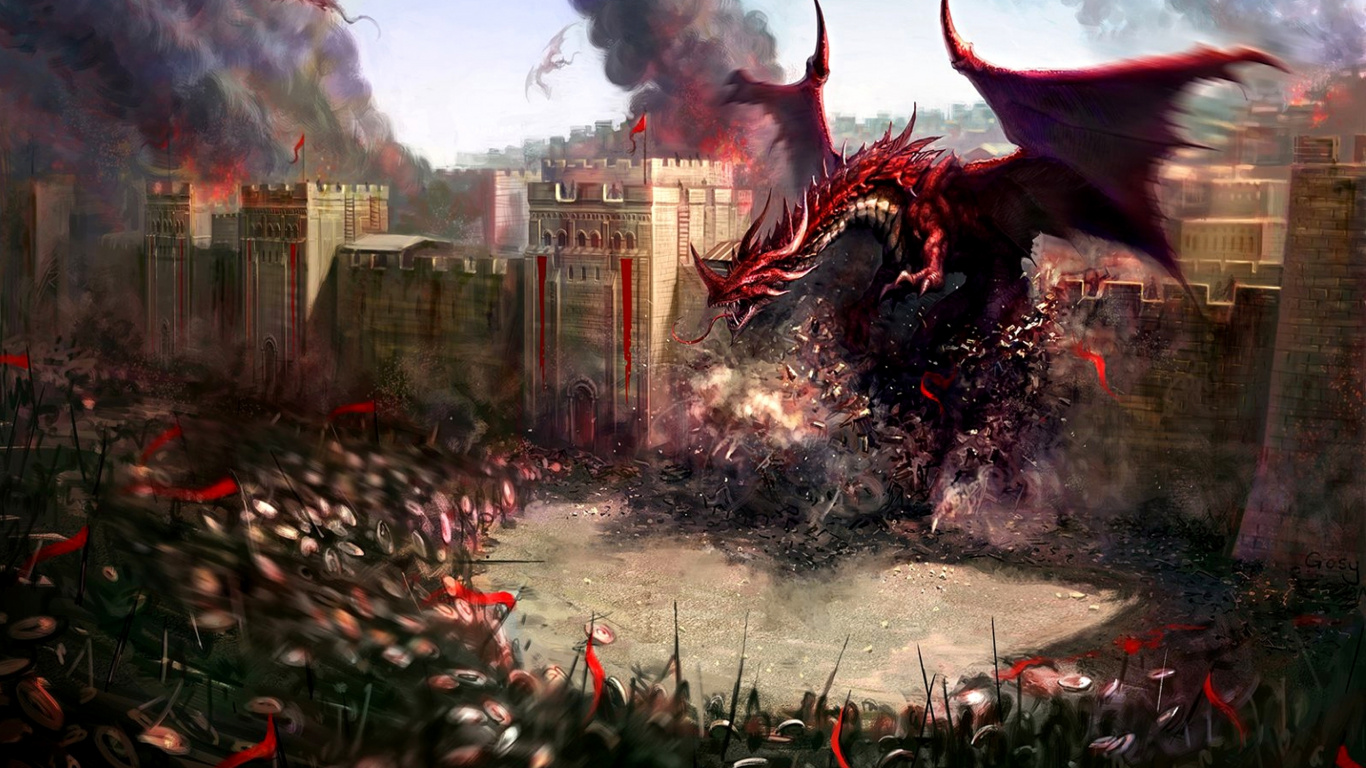 Обои подземелья драконов, дракон, компьютерная игра, игры, гном в разрешении 1366x768