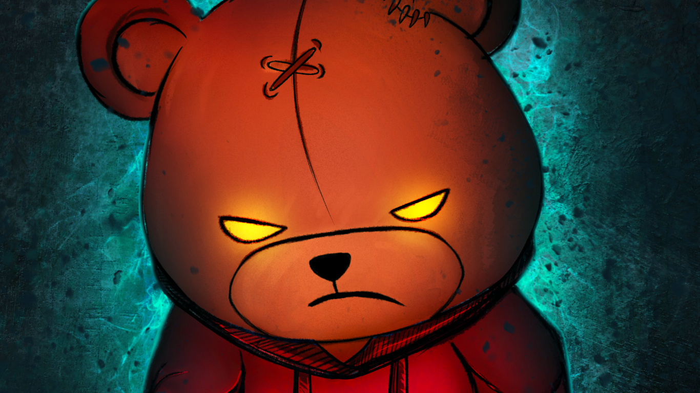 Обои крутой медведь, плюшевый мишка, мягкая игрушка, бурый медведь, нос в разрешении 1366x768