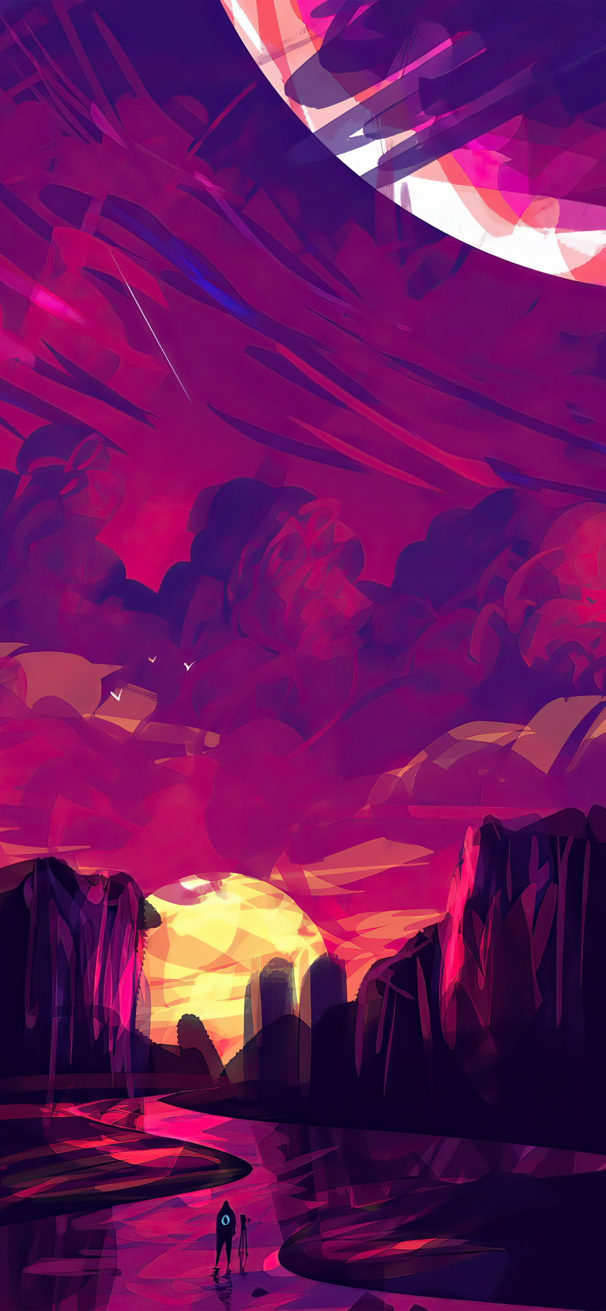 Обои искусство Мухаммеда Нафая, атмосфера, мир, пурпур, природа в разрешении 1242x2688