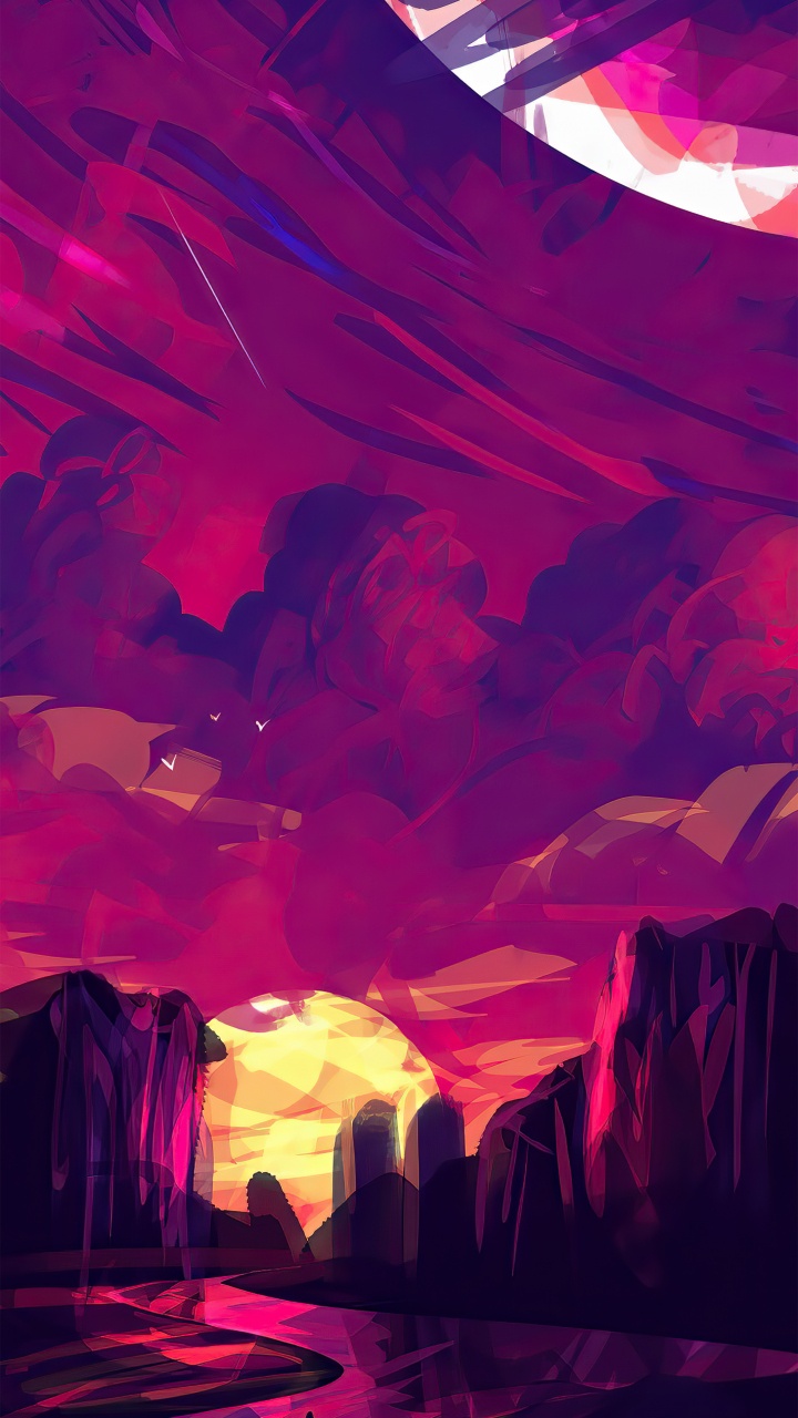 Обои искусство Мухаммеда Нафая, атмосфера, мир, пурпур, природа в разрешении 720x1280