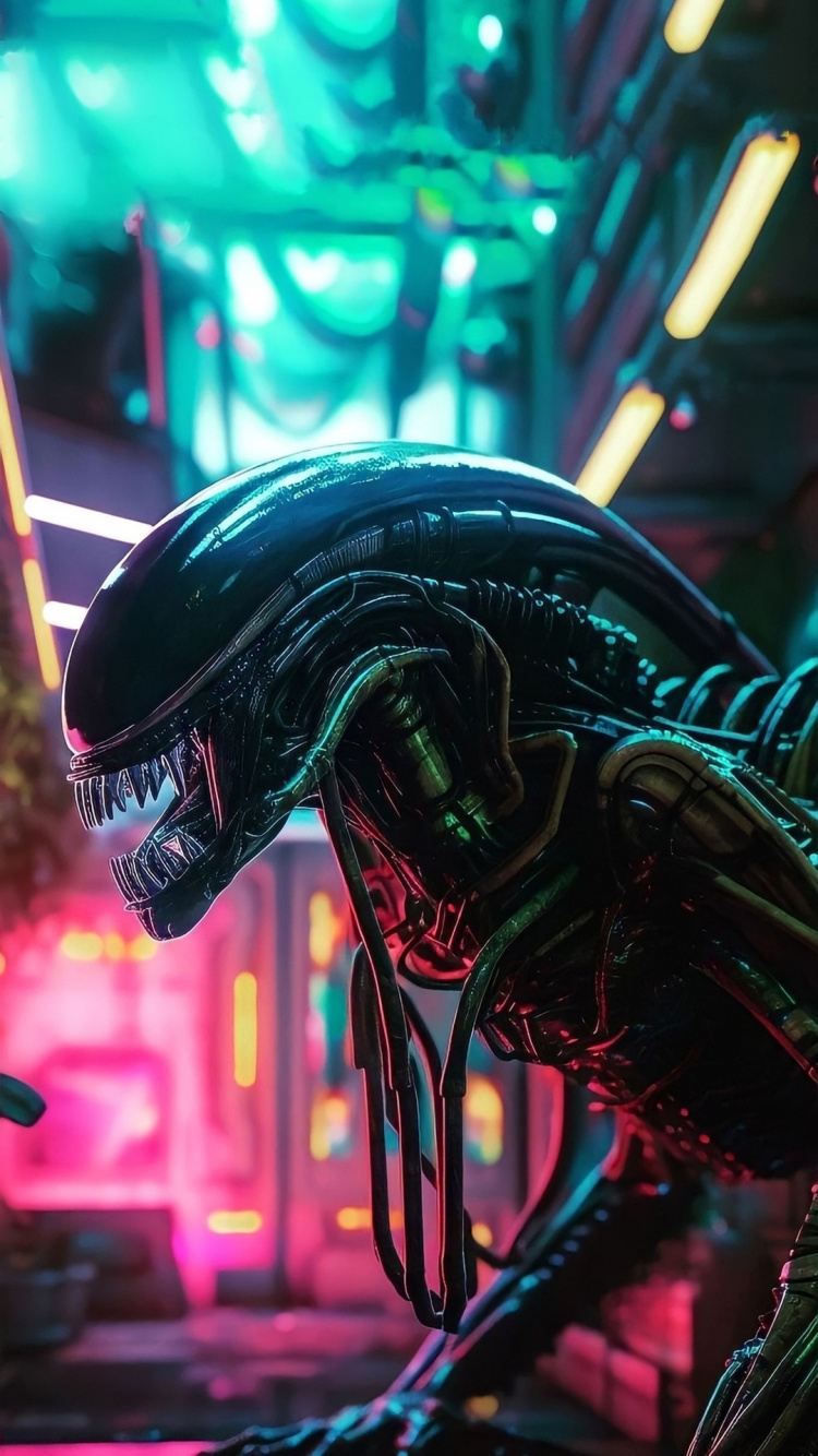 Обои свет, арт, внеземная жизнь, незнакомец, автомобильное освещение в разрешении 750x1334