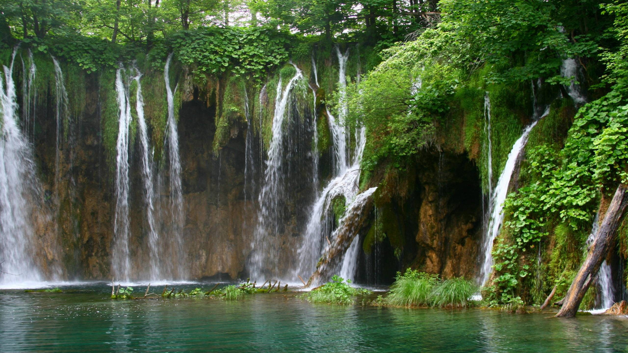 Обои национальный парк плитвицкие озера, водопад, национальный парк, парк, гидроресурсы в разрешении 1280x720