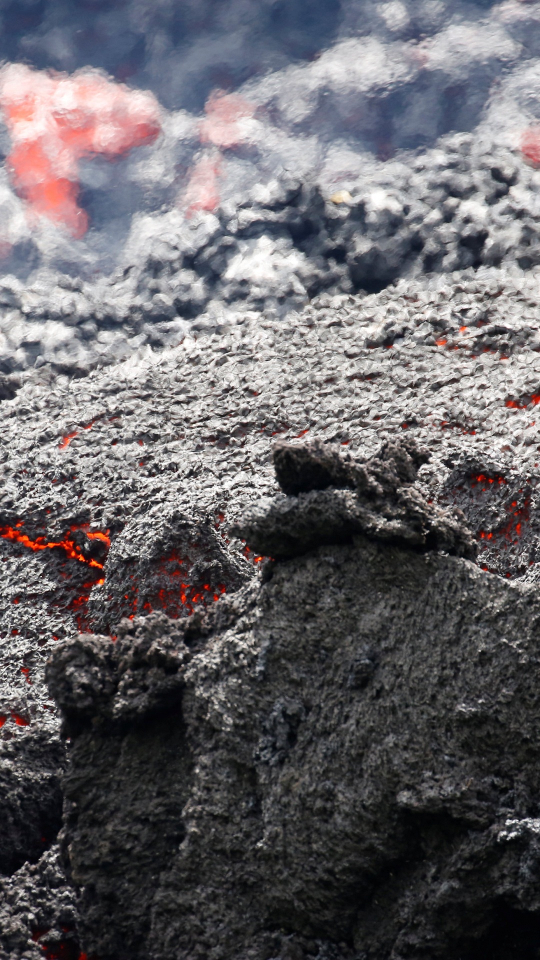 Обои лава, магматическая горная порода, лавовое поле, вулкан, рок в разрешении 1080x1920