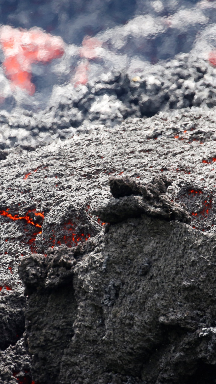 Обои лава, магматическая горная порода, лавовое поле, вулкан, рок в разрешении 720x1280