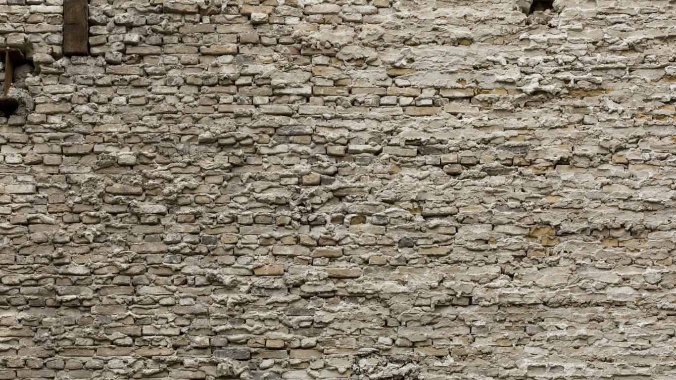 Обои каменная стена, обнажение, стена, древесина, кирпичная кладка в разрешении 1366x768