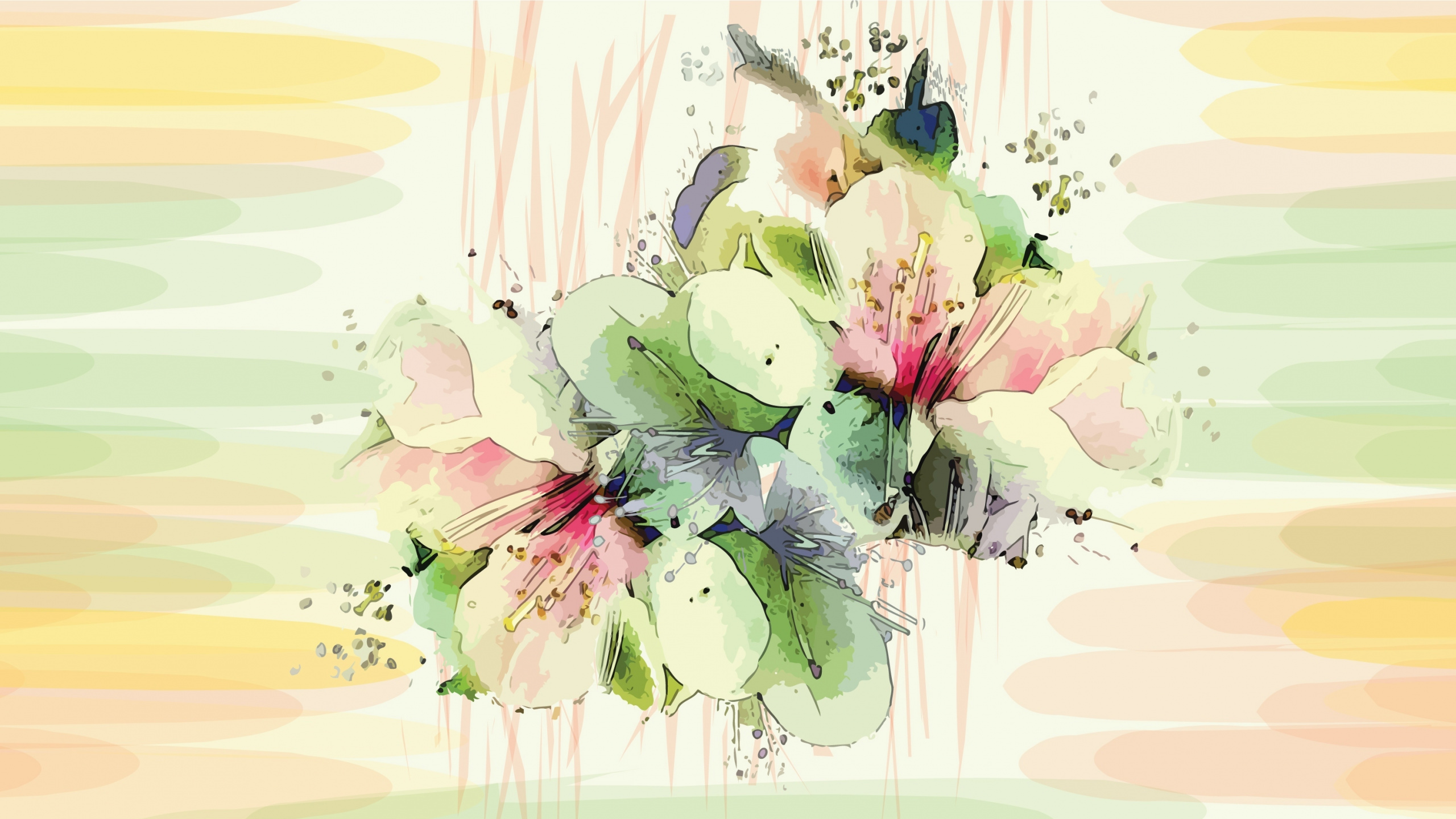 Обои цвет, векторная графика, иллюстрация, живопись, акварельные краски в разрешении 2560x1440