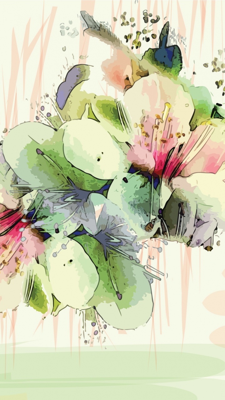 Обои цвет, векторная графика, иллюстрация, живопись, акварельные краски в разрешении 720x1280