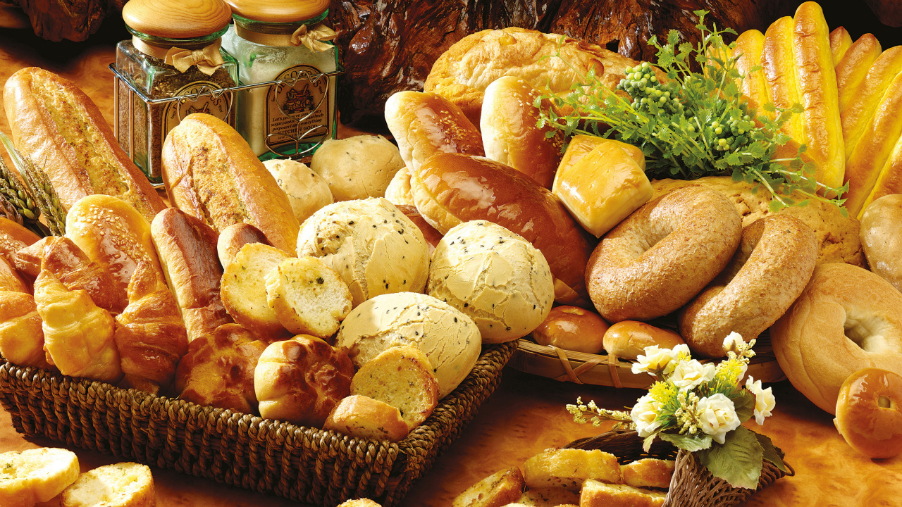 Обои пекарня, хлеб, выпечка, пища, кухня в разрешении 1280x720