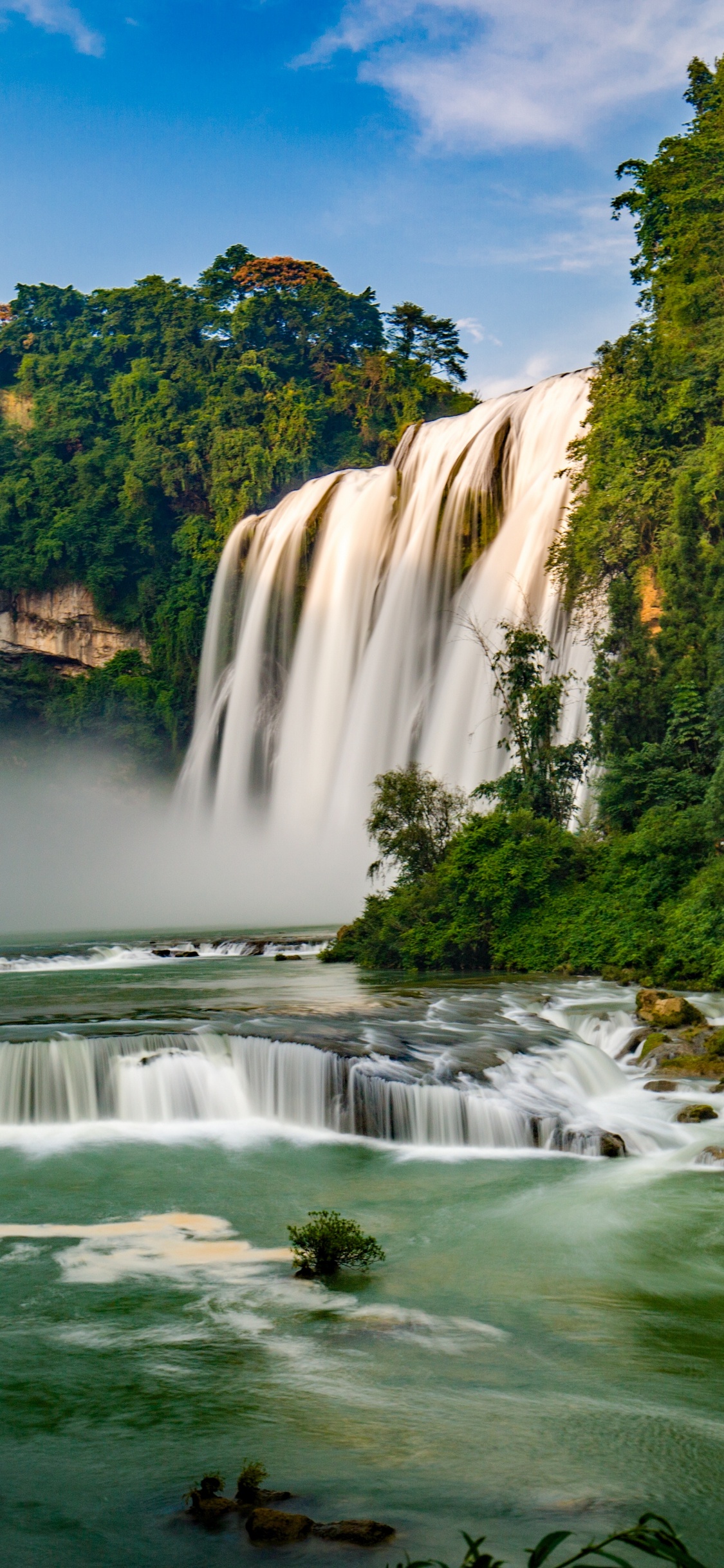 Обои Водопада Хуангошу, водопад, водоем, гидроресурсы, природный ландшафт в разрешении 1125x2436