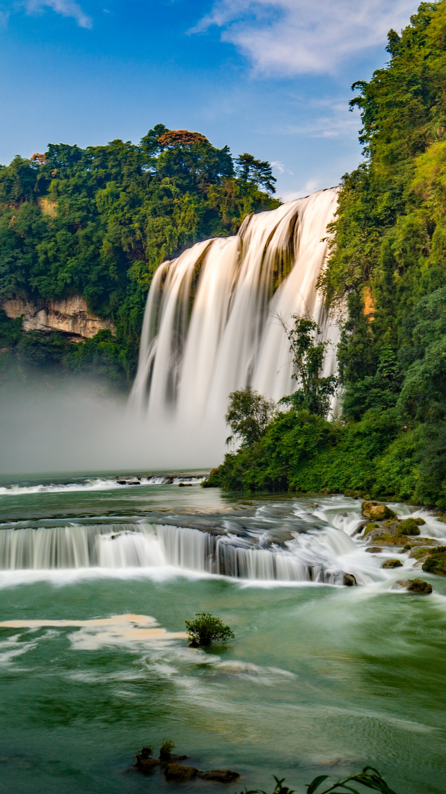 Обои Водопада Хуангошу, водопад, водоем, гидроресурсы, природный ландшафт в разрешении 1440x2560