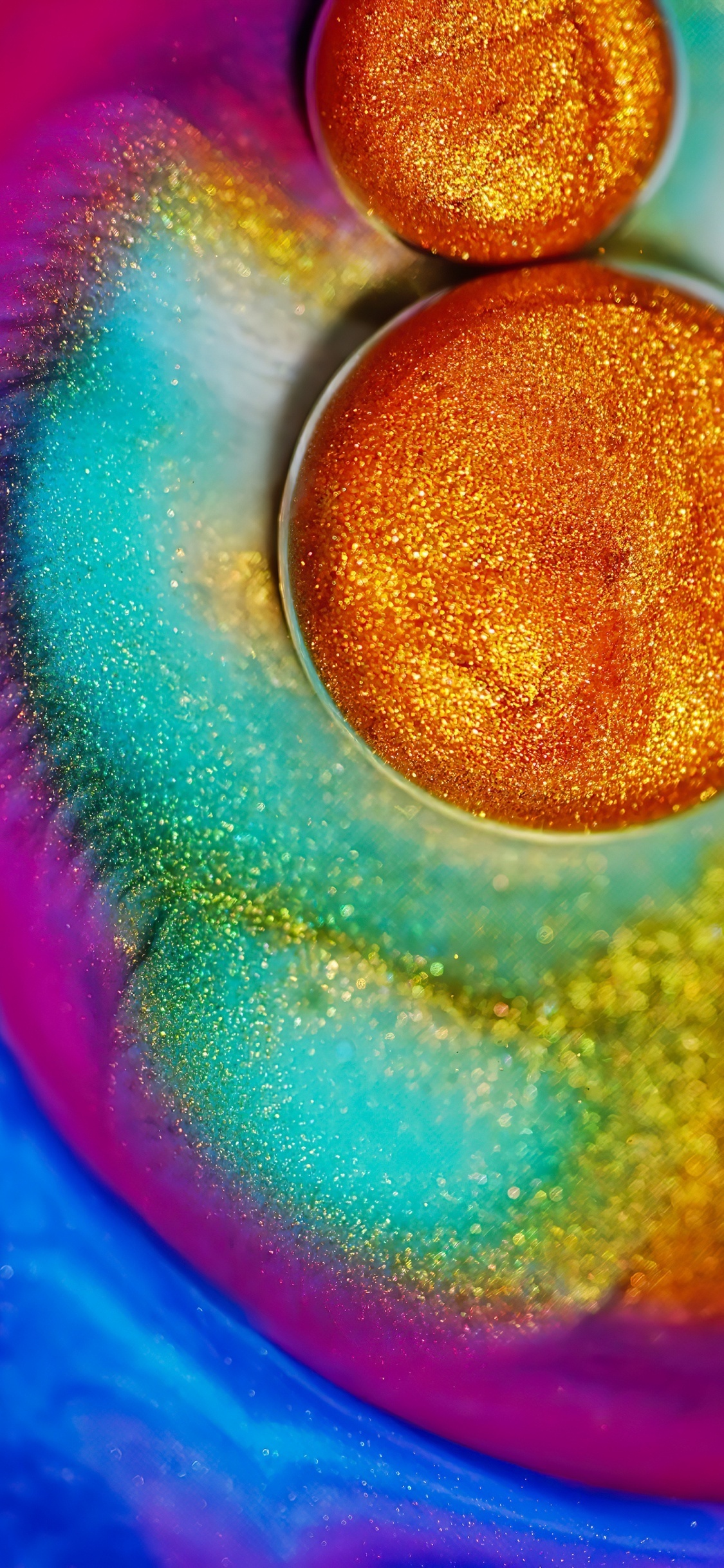 Обои астрономический объект, сфера, красочность, жидкий, материальное свойство в разрешении 1125x2436