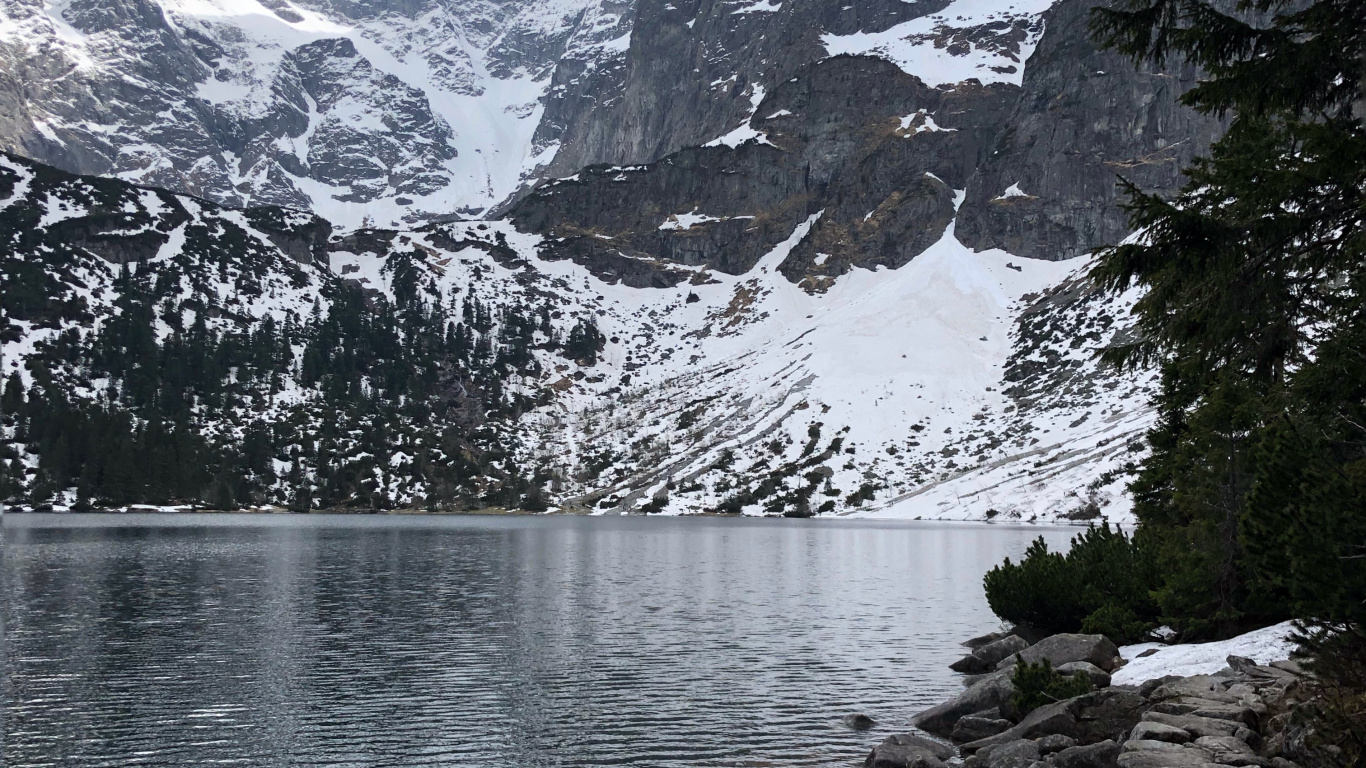 Обои морской глаз, горный рельеф, горный хребет, нагорье, гора в разрешении 1366x768