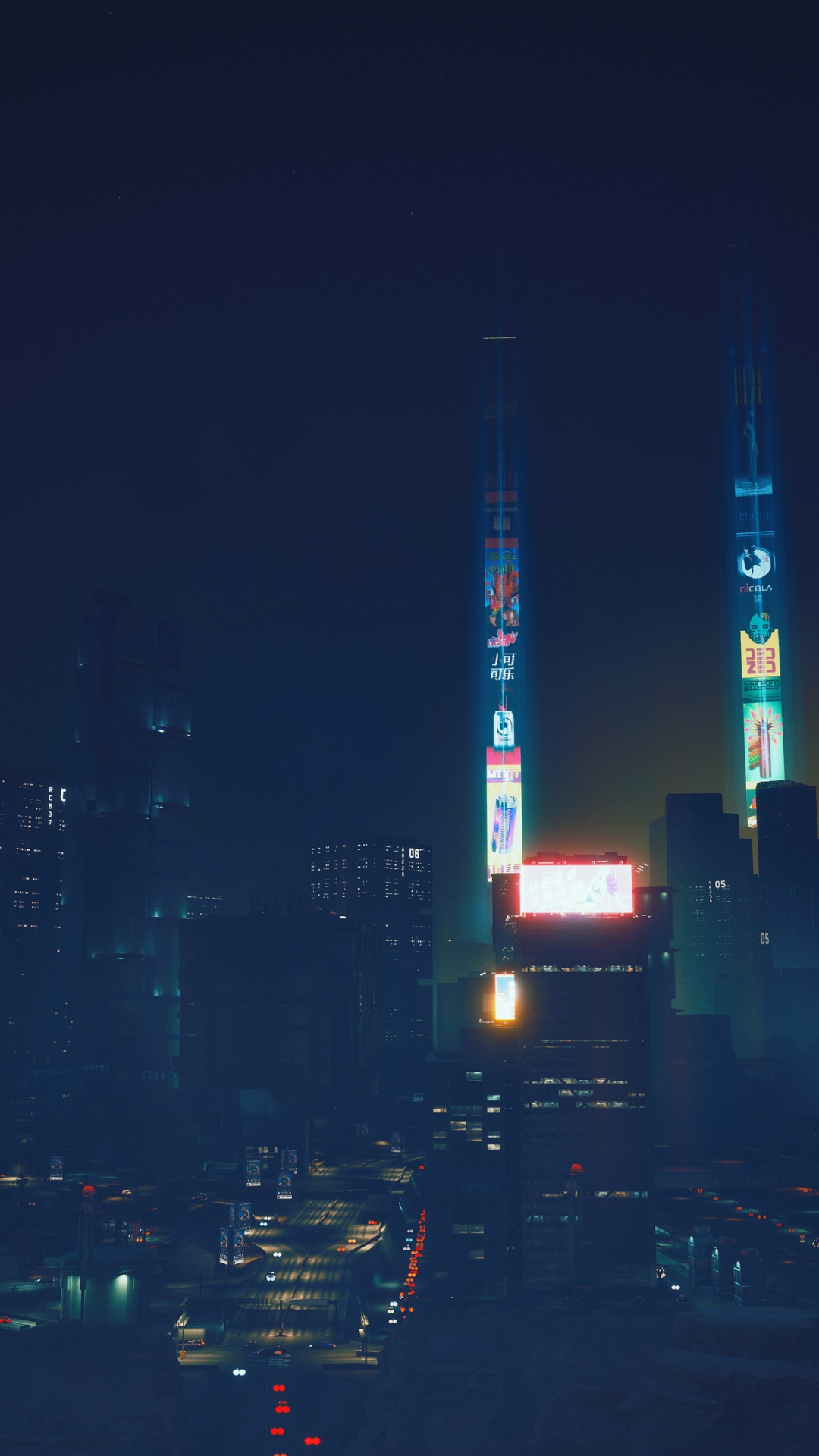 Обои ночь, город, городской район, метрополия, электричество в разрешении 1080x1920