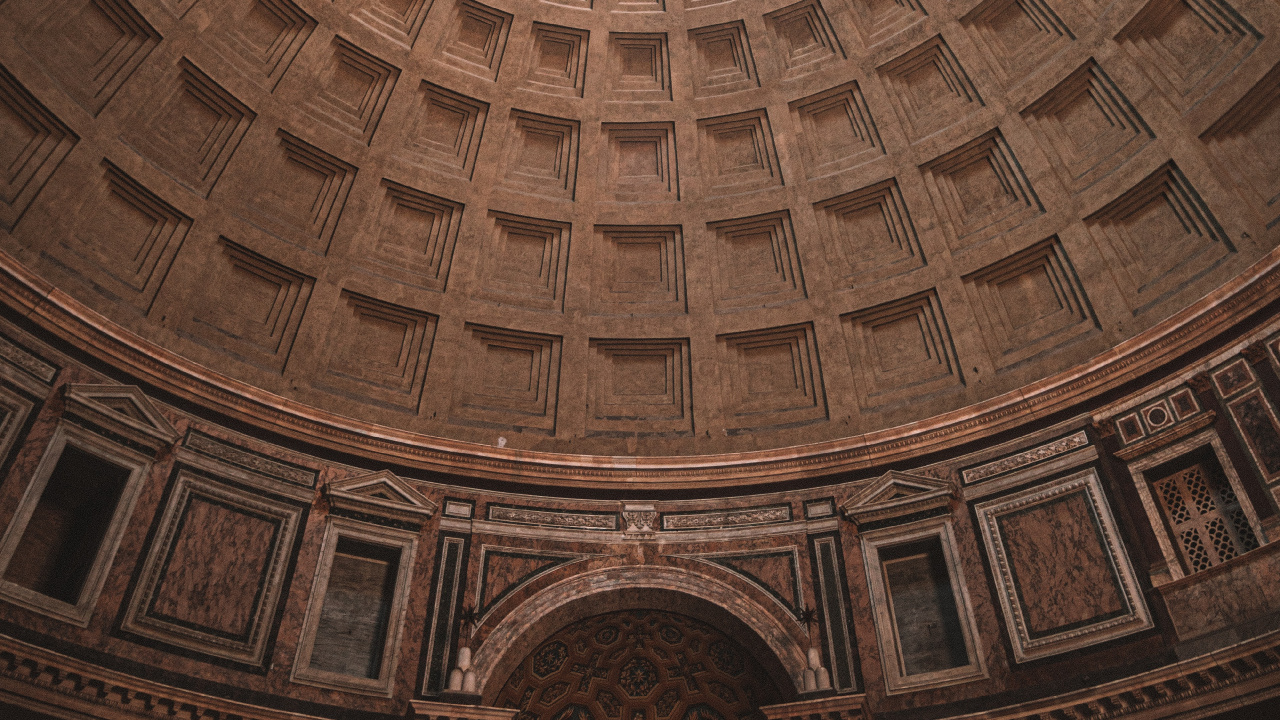 Обои пантеон, римский храм, купол, святое место, свет в разрешении 1280x720