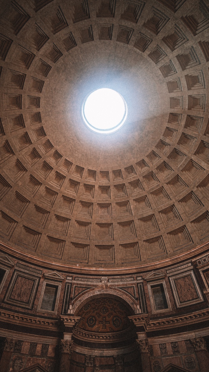 Обои пантеон, римский храм, купол, святое место, свет в разрешении 720x1280