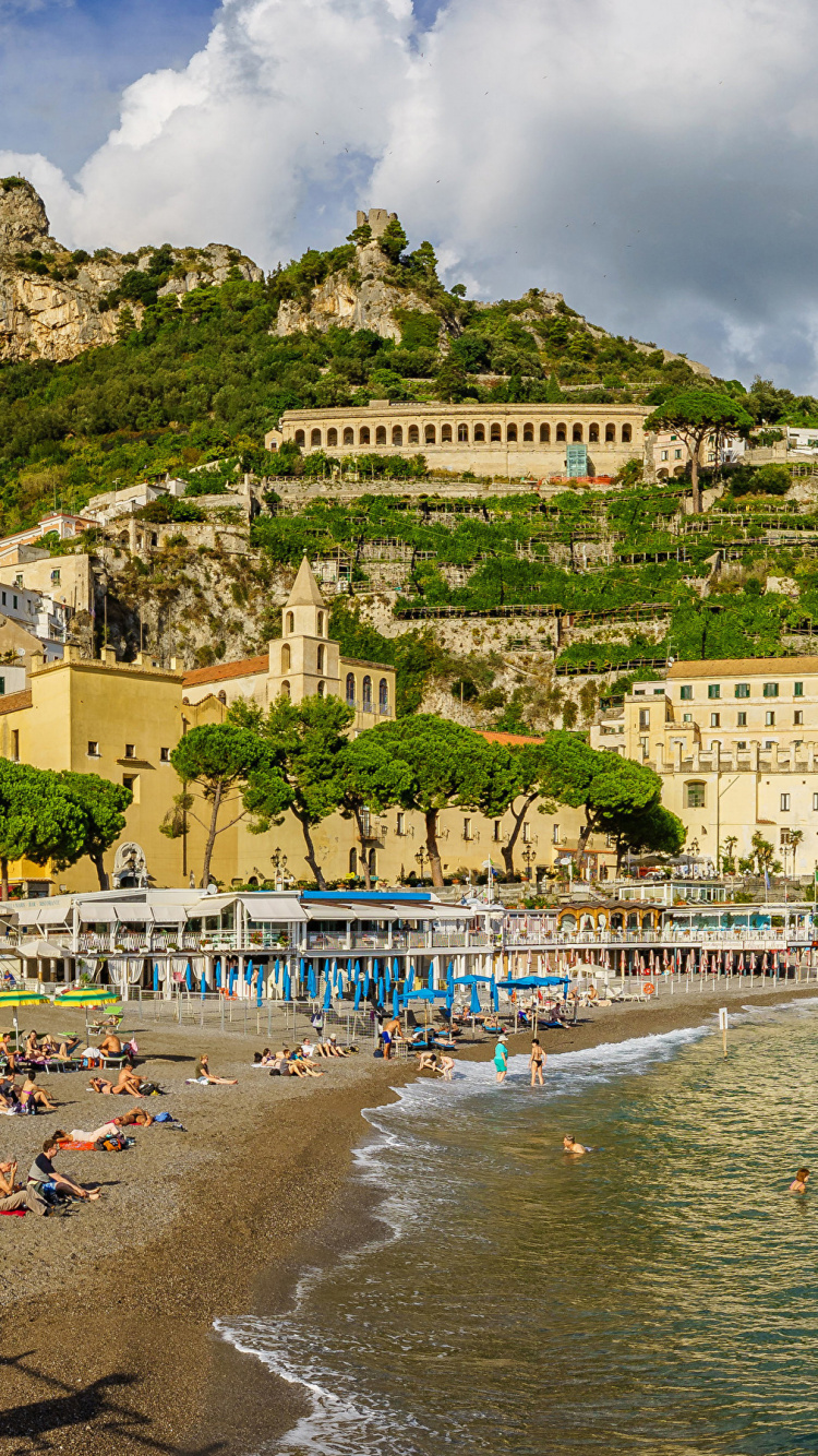 Обои Сорренто, Позитано, город, побережье, море в разрешении 750x1334