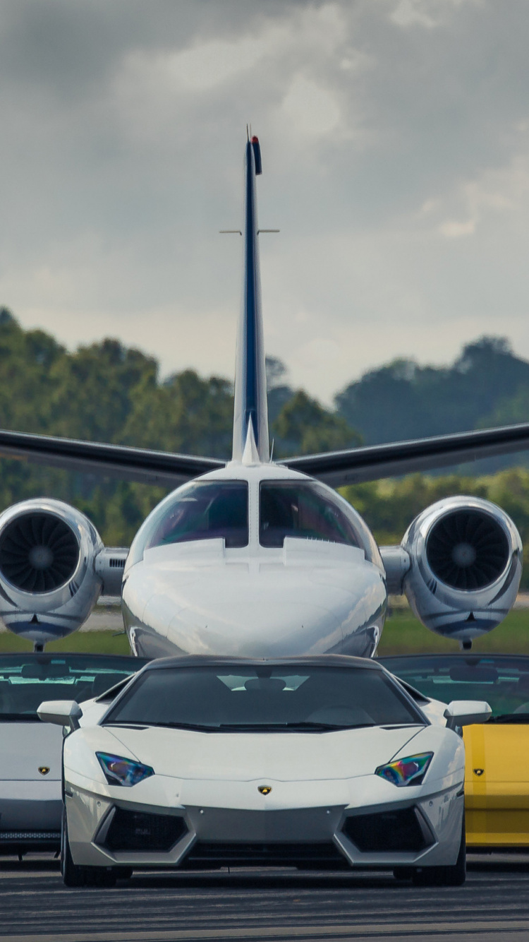 Обои авто, Ламборджини, суперкар, самолет, аэрокосмическая техника в разрешении 750x1334