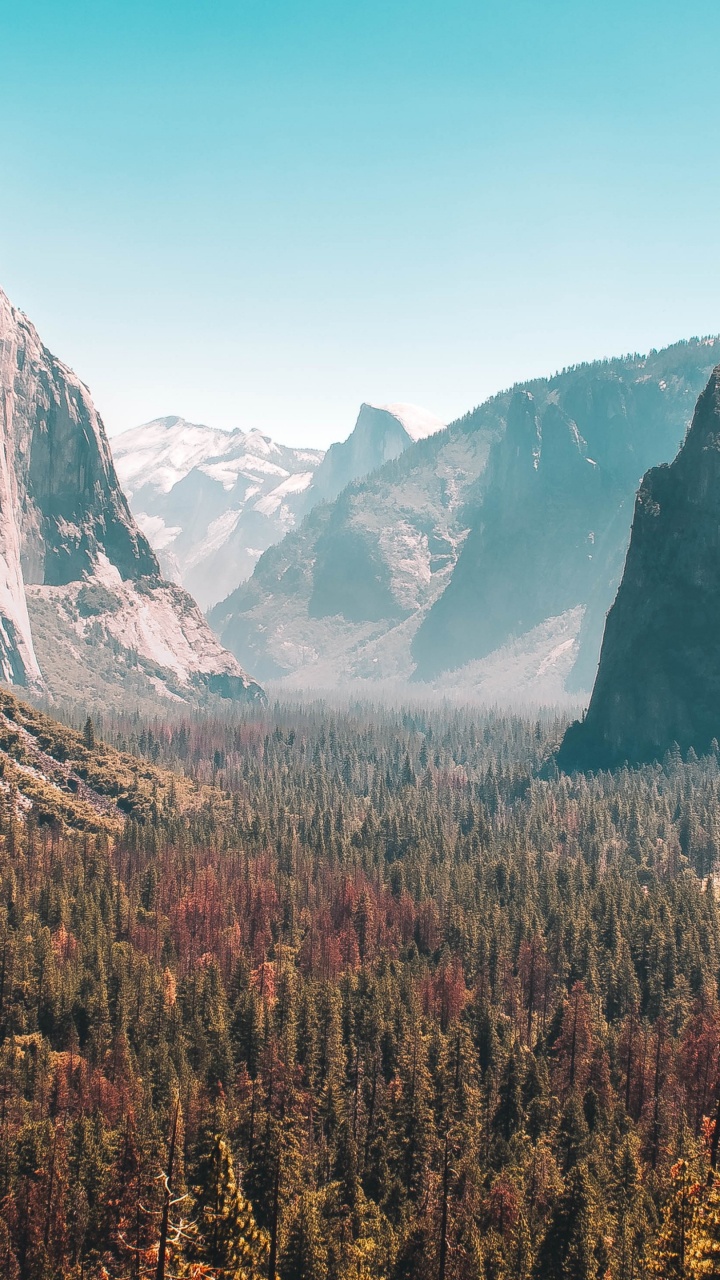 Обои Йосемитский водопад, йосемити, весенний водопад, Половина Купола, национальный парк секвойя в разрешении 720x1280