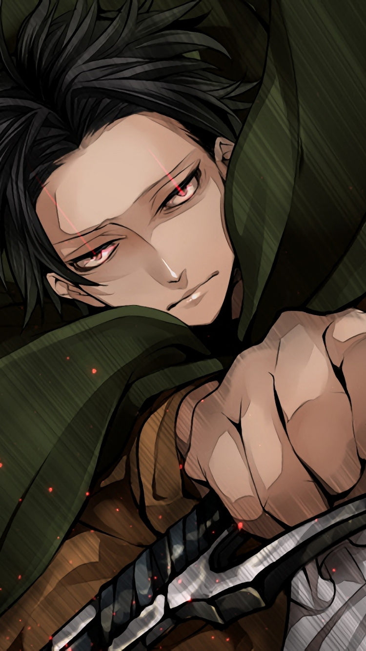 Обои Леви, Микаса Акерман, эрен йегер, нападение на титан, мультфильм в разрешении 750x1334