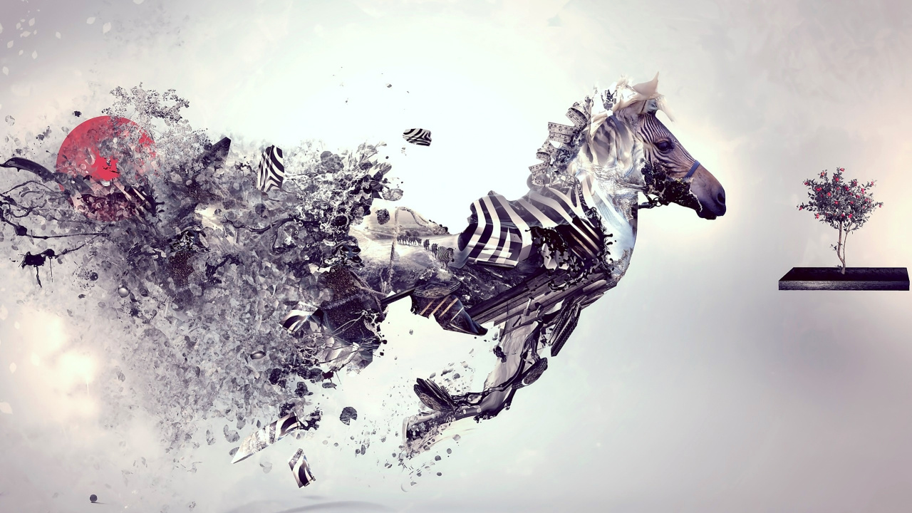 Обои абстрактное искусство, живопись, арт, артист, конь в разрешении 1280x720