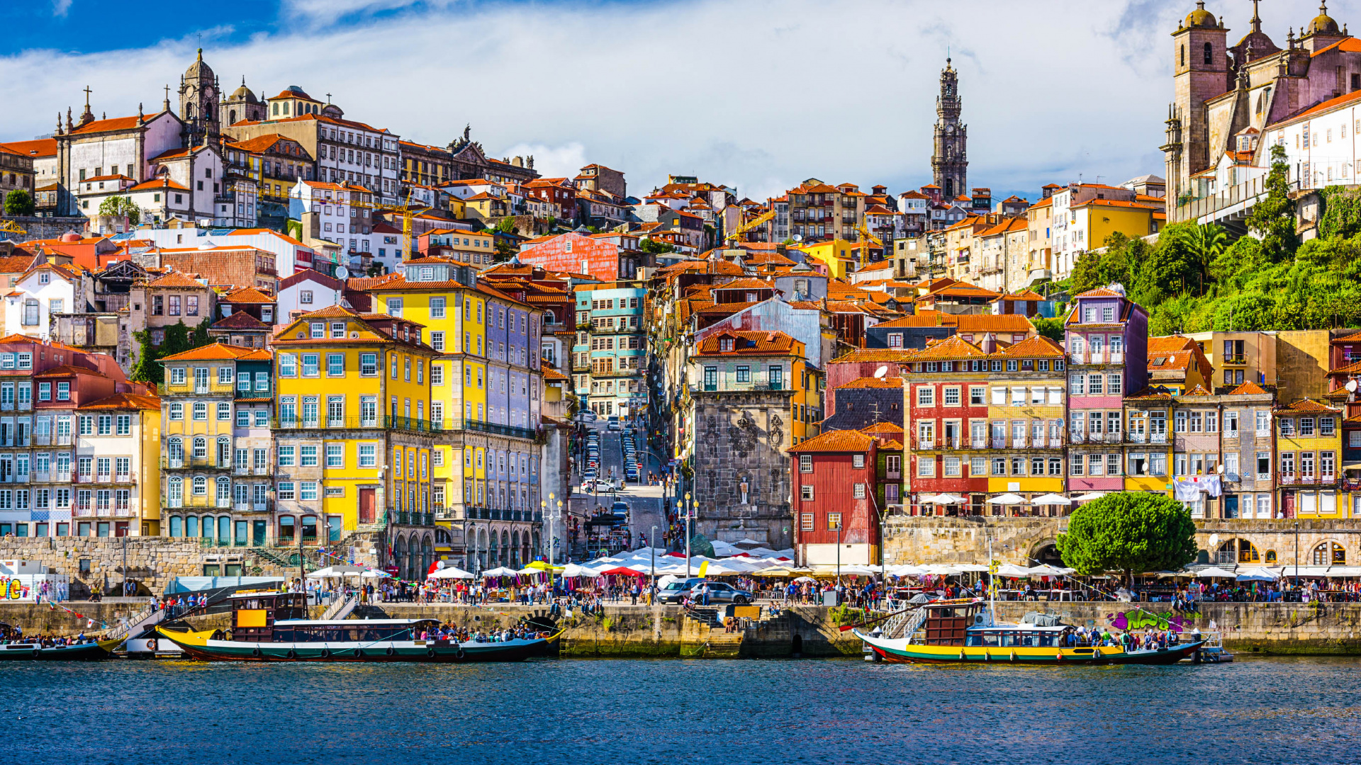 Обои городок, гавань, город, водный путь, городской пейзаж в разрешении 1920x1080