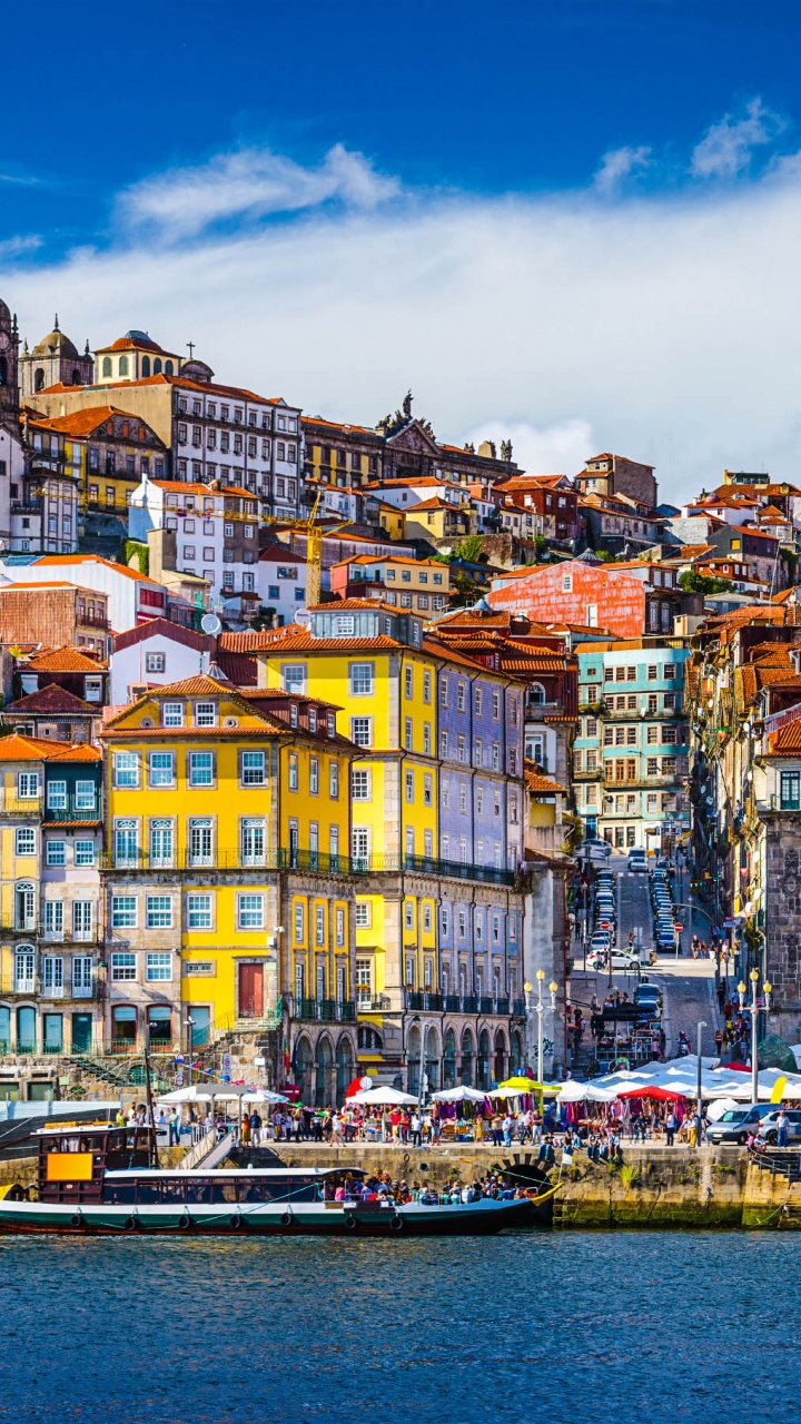 Обои городок, гавань, город, водный путь, городской пейзаж в разрешении 720x1280