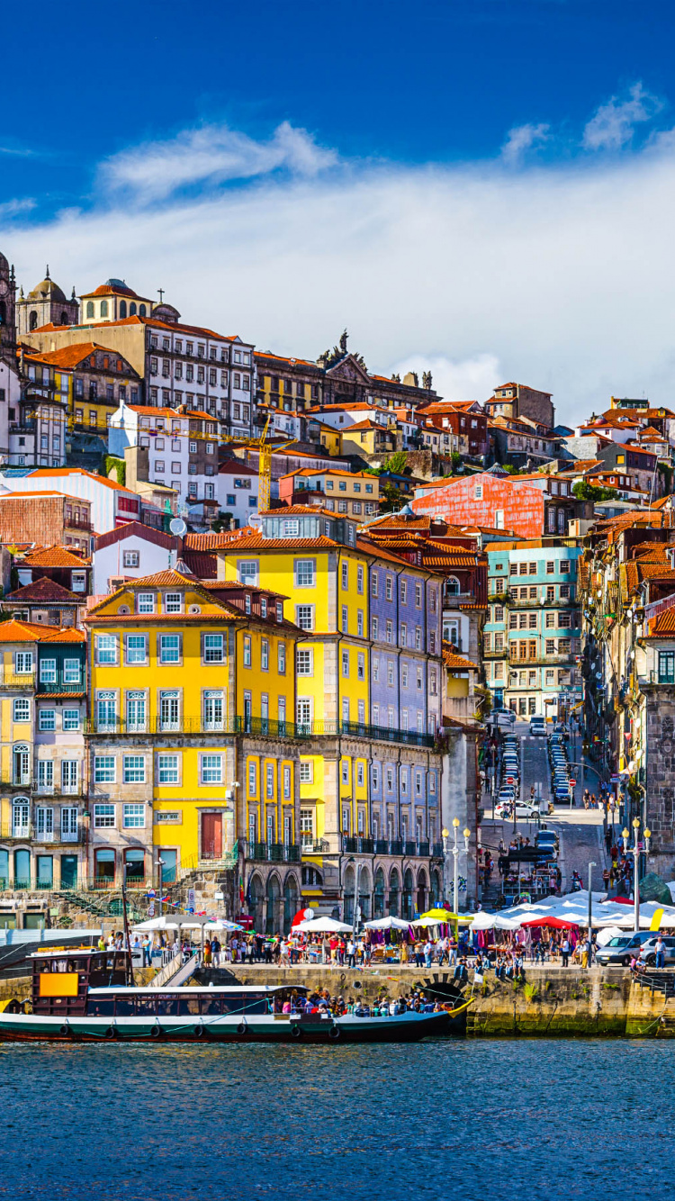 Обои городок, гавань, город, водный путь, городской пейзаж в разрешении 750x1334