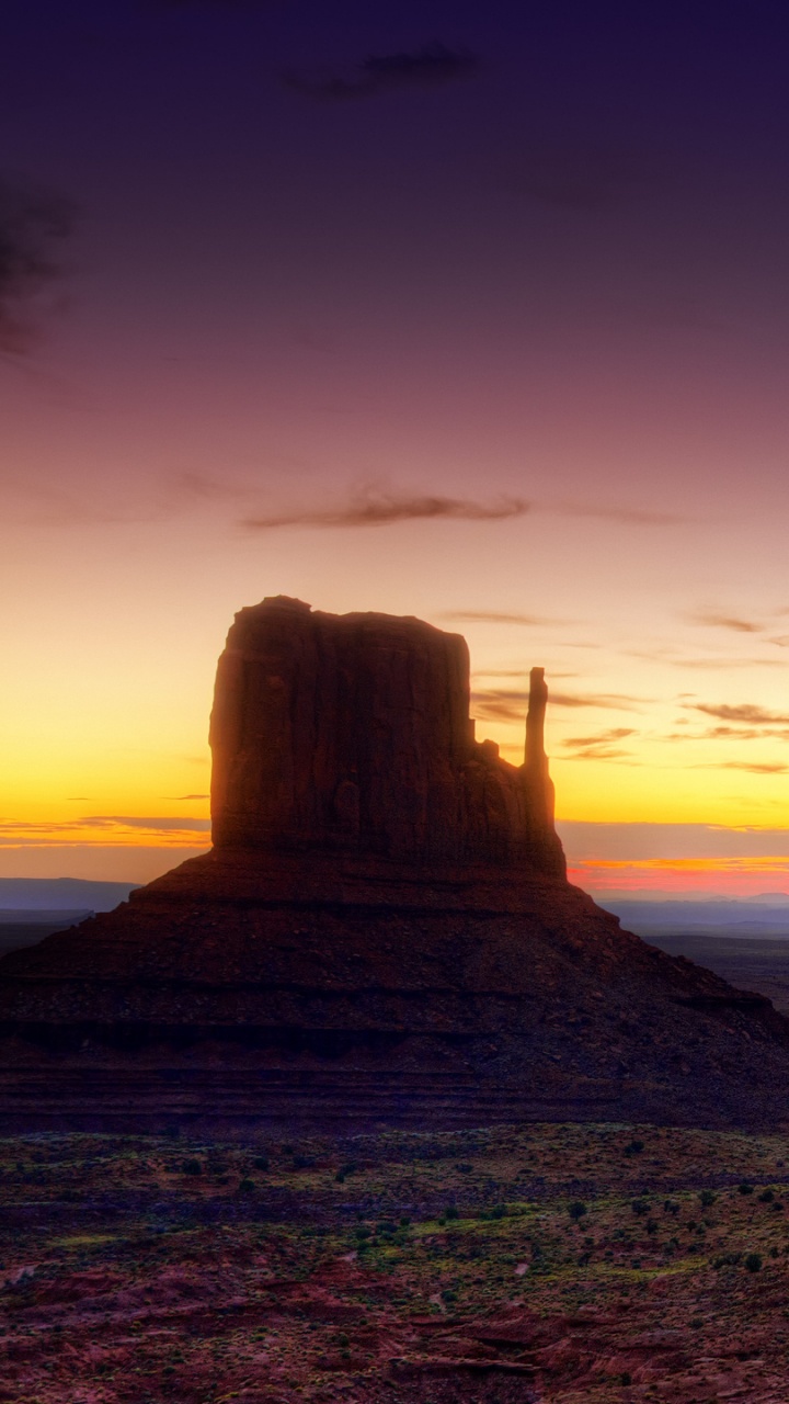 Обои закат, пустыня, бьютт, формирование, вечер в разрешении 720x1280