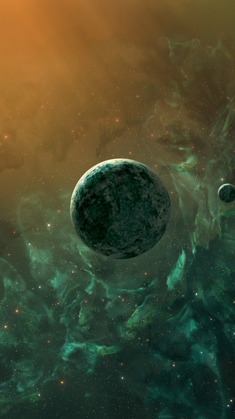 Обои космическое пространство, космос, вода, атмосфера, туманность в разрешении 750x1334