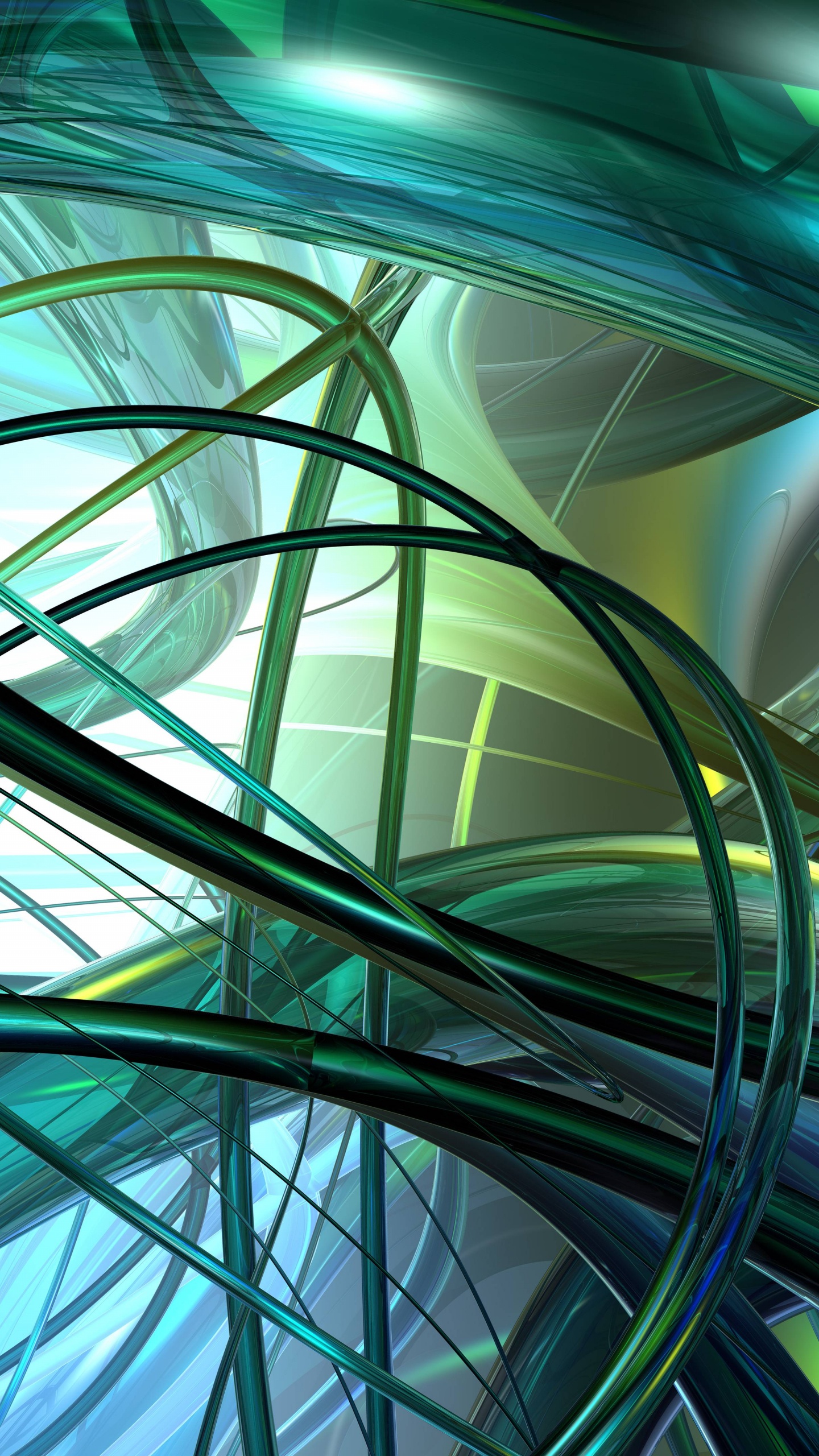 Обои абстрактное искусство, зеленый, линия, стекло, графика в разрешении 1440x2560
