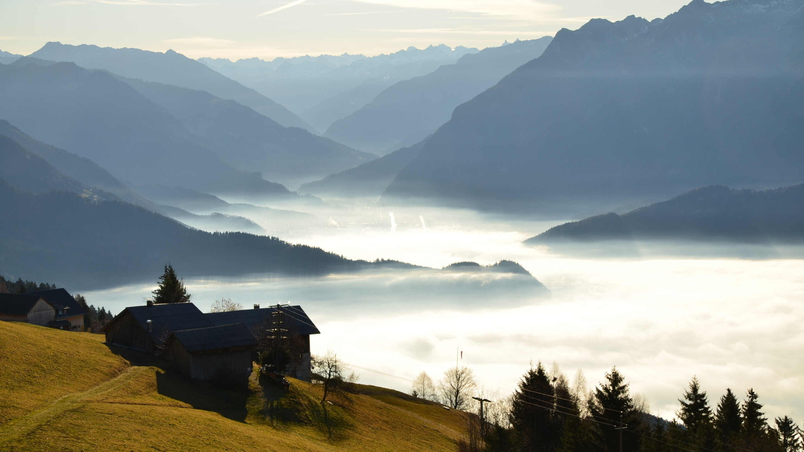 Обои горный рельеф, гора, нагорье, горный хребет, Альпы в разрешении 2560x1440