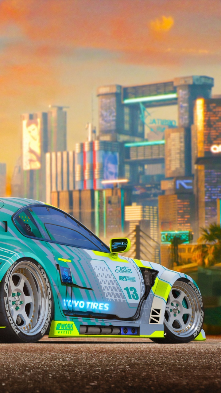 Обои Киберпанк 2077, авто, спорткар, cd projekt, спортивный гоночный автомобиль в разрешении 720x1280