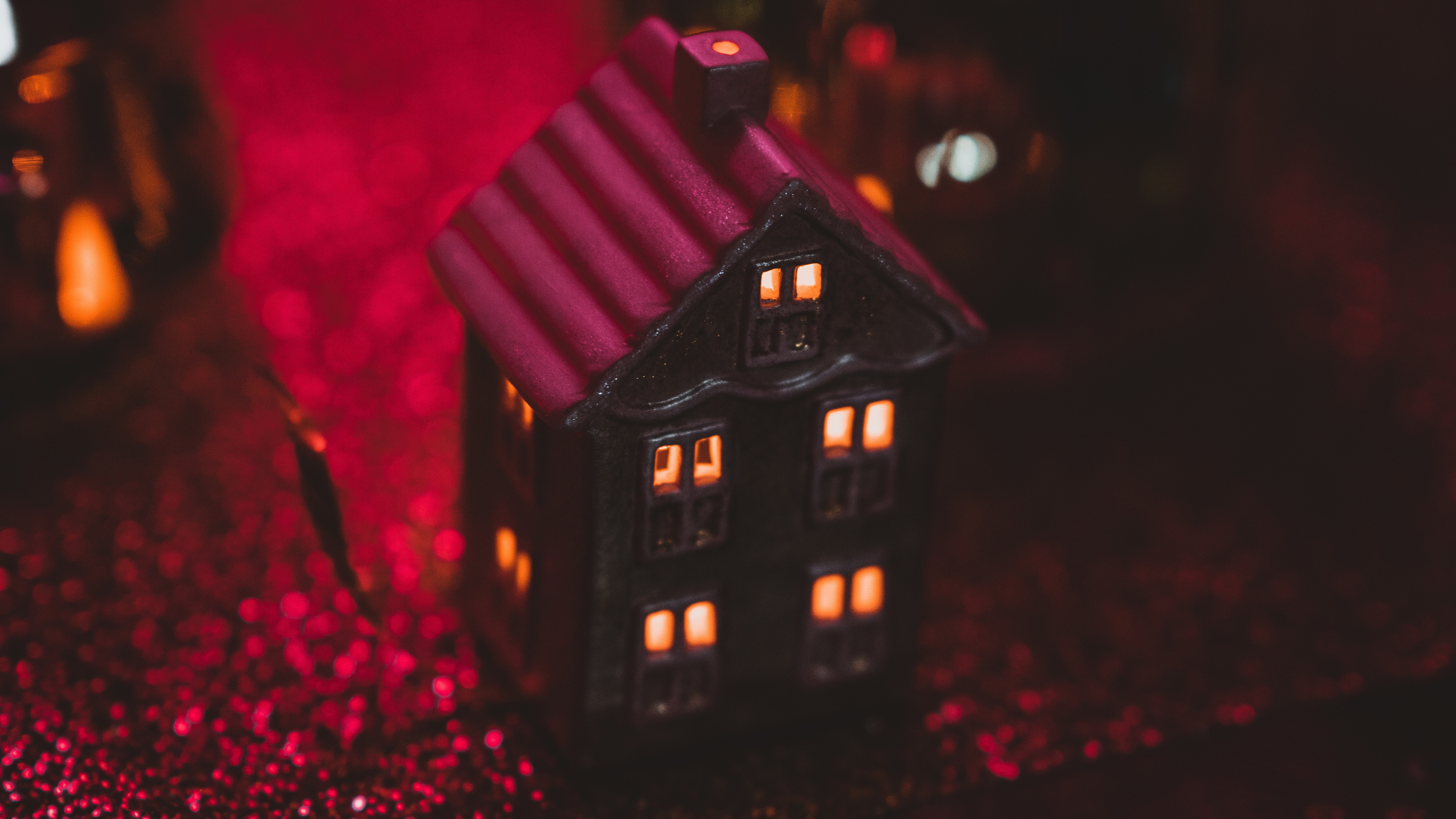 Обои Рождественский день, Хаус, Новый год, красный цвет, пурпур в разрешении 3840x2160