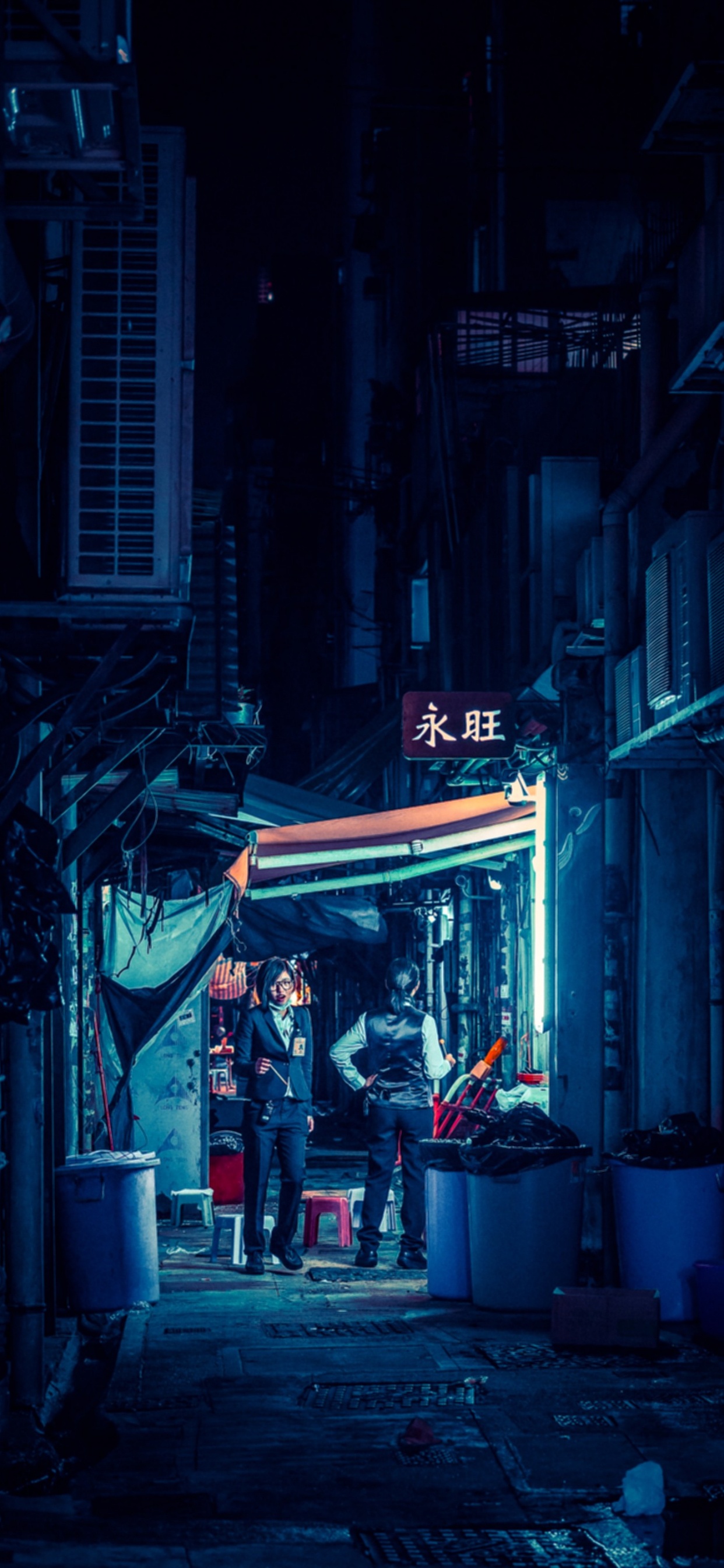 Обои киберпанк аллея бесплатно, Киберпанк 2077, Киберпанк, синий, здание в разрешении 1242x2688