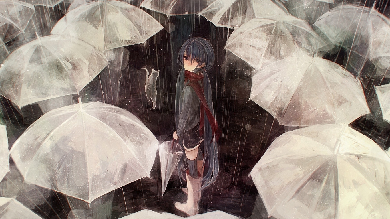 Обои аниме, арт, живопись, визуальное искусство, вокалоид в разрешении 1366x768