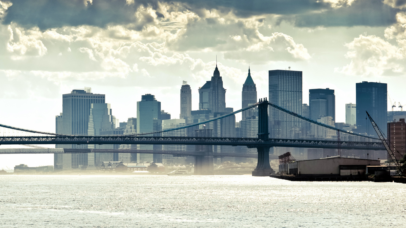 Обои городской пейзаж, город, дневное время, линия горизонта, городской район в разрешении 1366x768