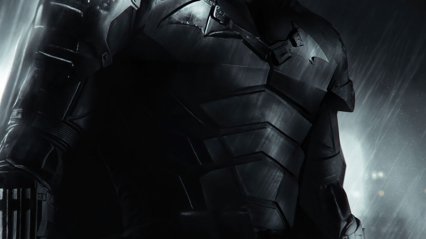 Обои Бэтмен смотрит вниз, Бэтмен, комиксы dc, арт, супергерой в разрешении 1366x768