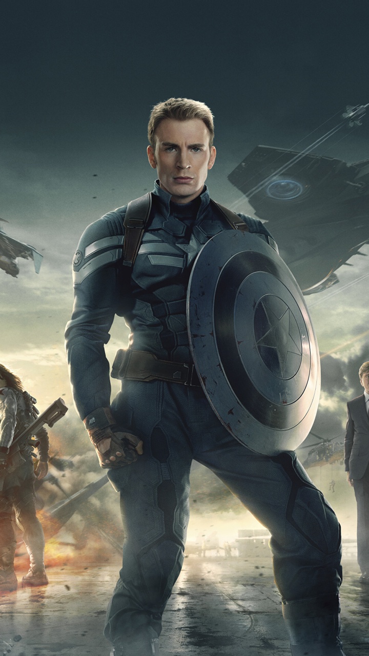 Обои Капитан Америка Зимний Солдат, Капитан Америка, Бакки Барнс, Черная Вдова, marvel в разрешении 720x1280